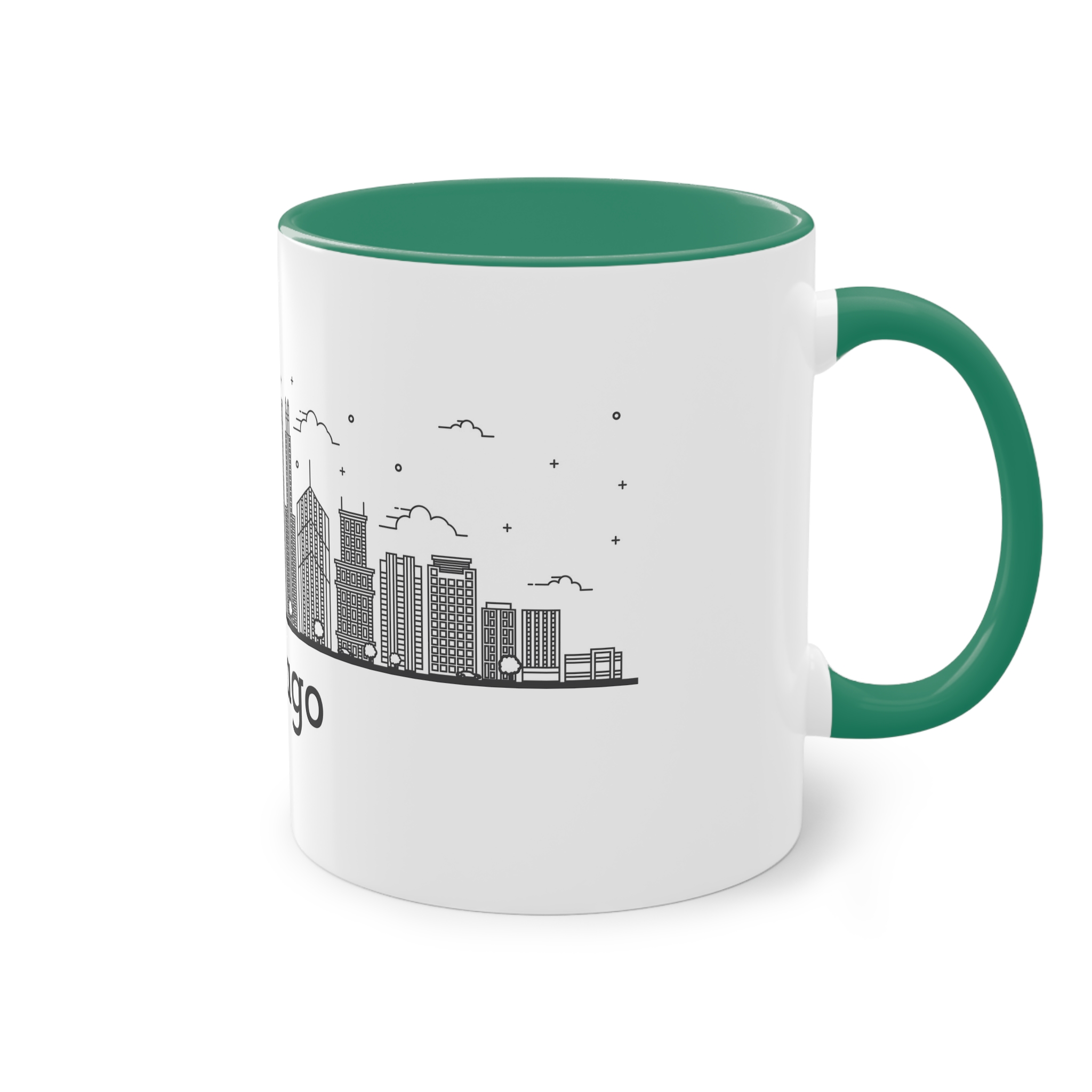Chicago Outline Bold Two Tone Coffee Mug 11oz - Image 32