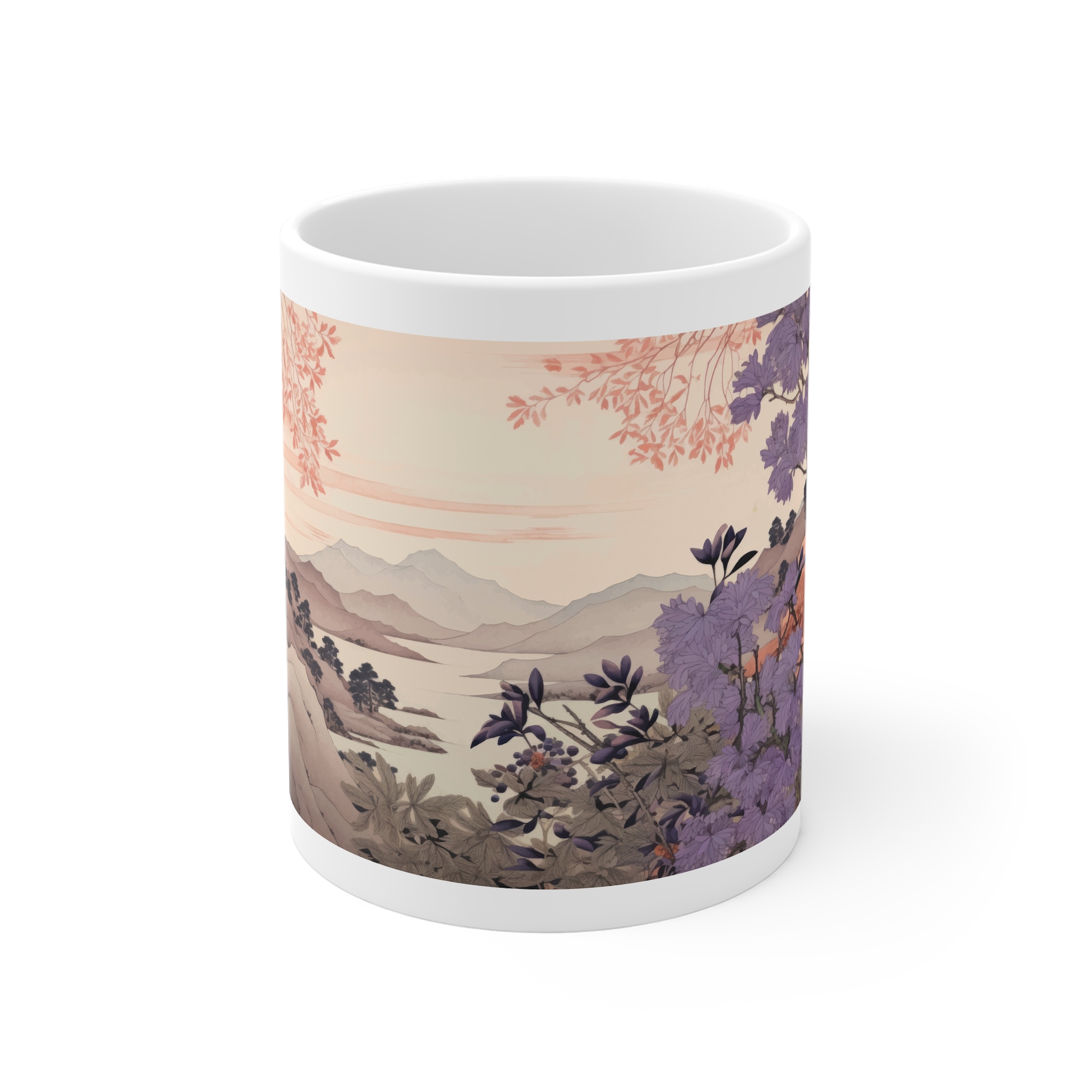 Serene Japanese Landscape Painting 11oz White Mug