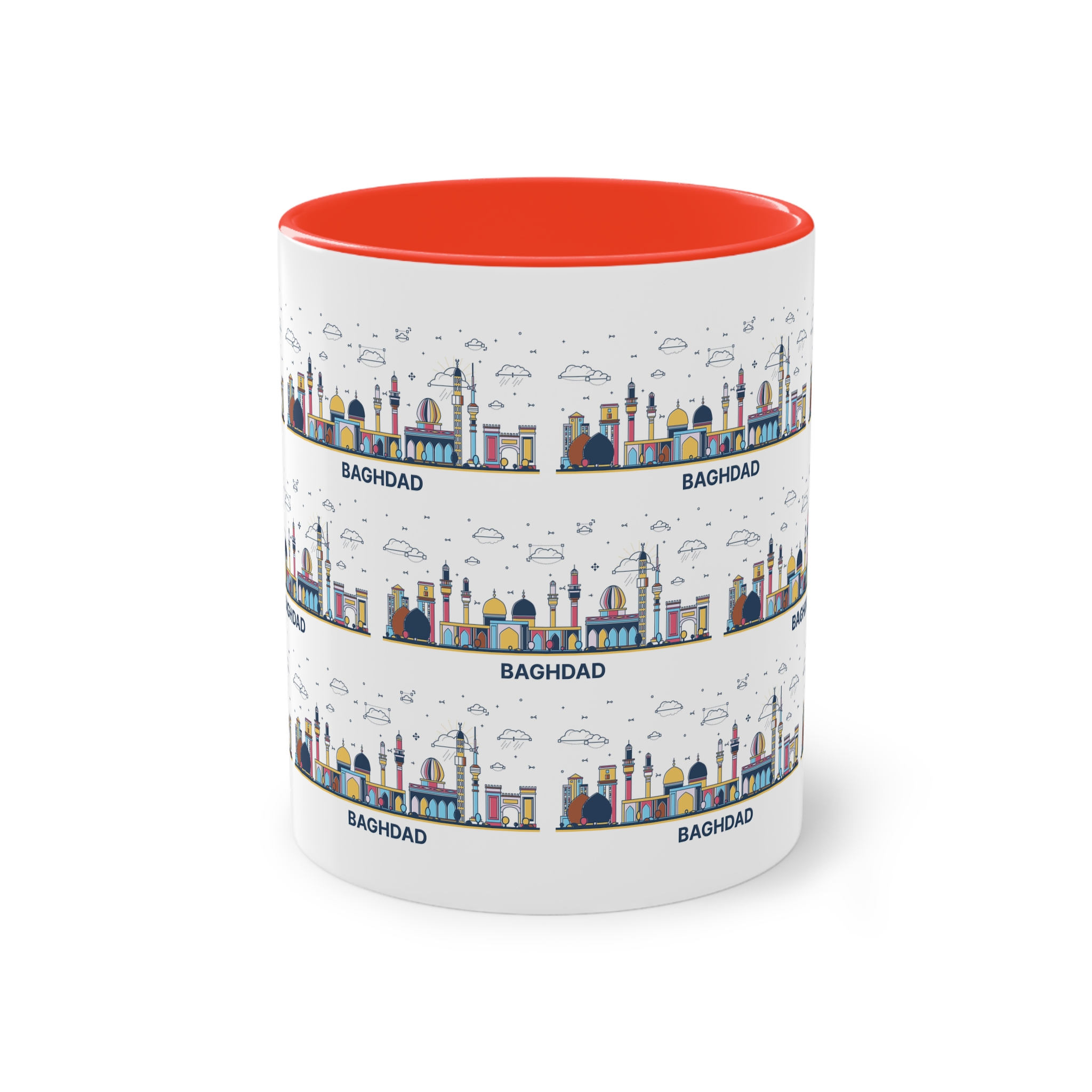 Baghdad Outline Bold Color Two Tone Coffee Mug 11oz