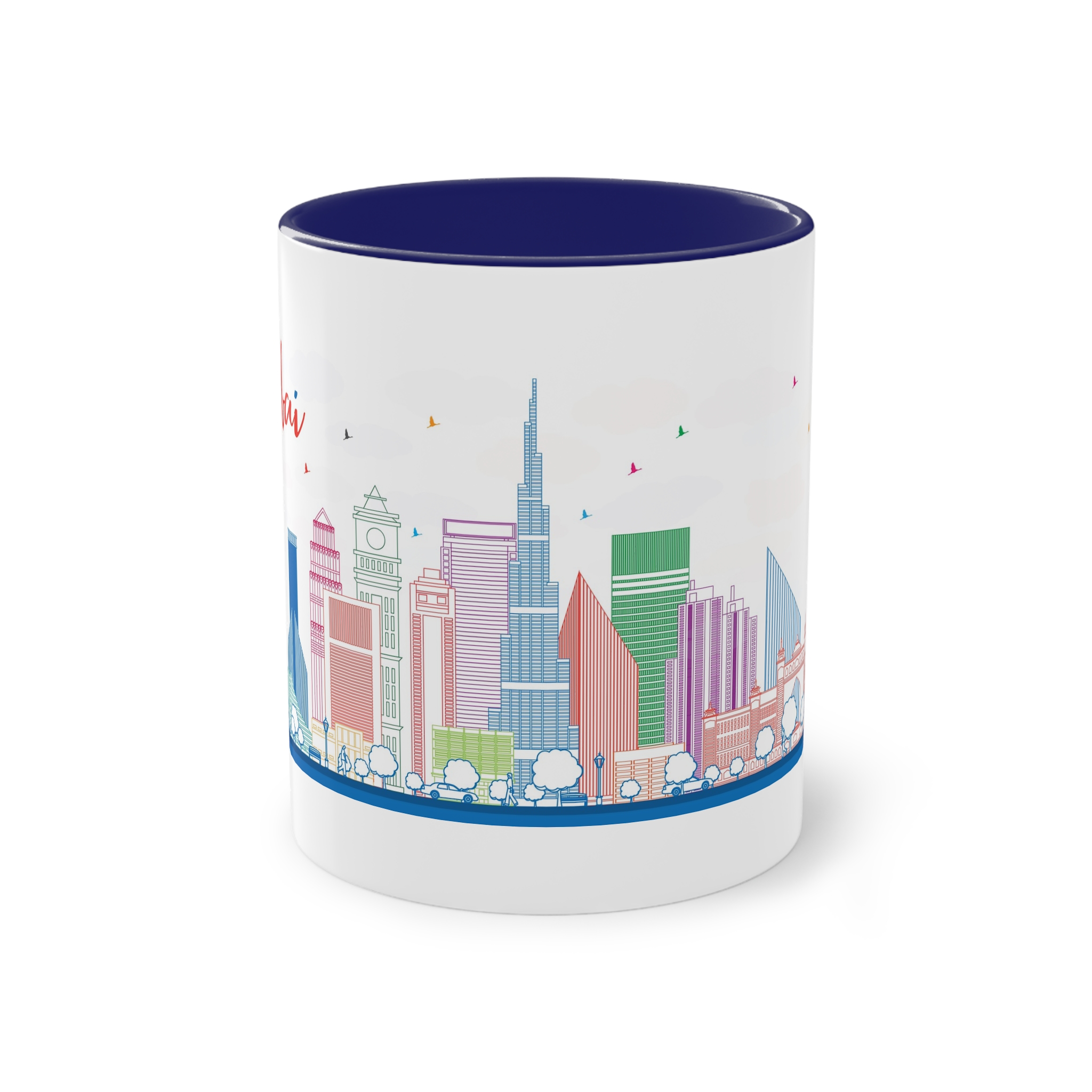 Dubai Outline Color Two Tone Coffee Mug 11oz - Image 41