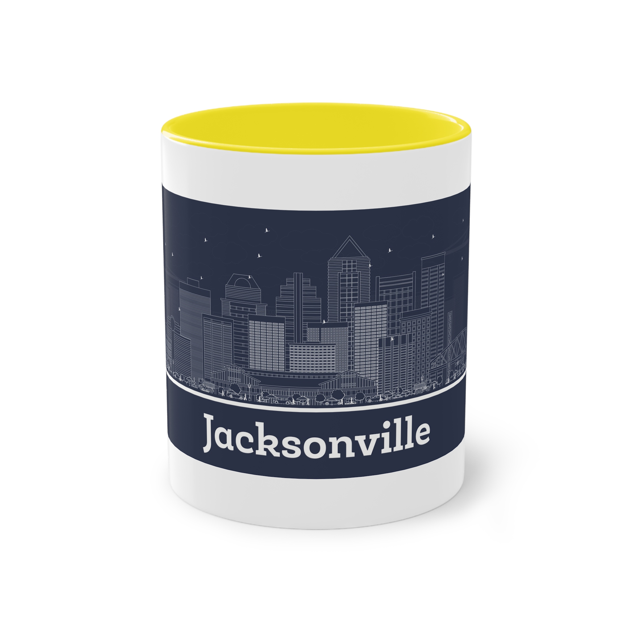 Jacksonville Outline Inverse Two Tone Coffee Mug 11oz - Image 21