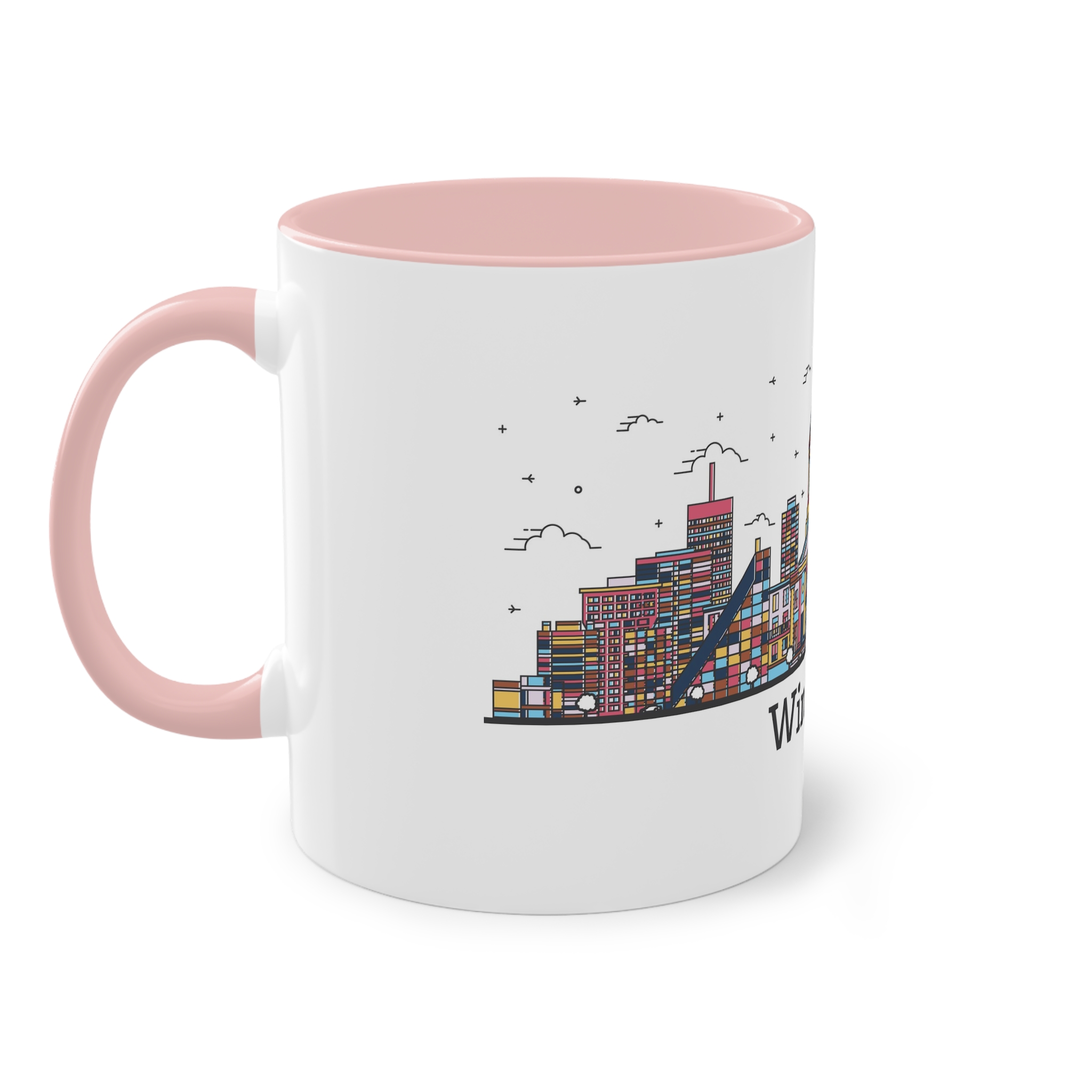 Winnipeg Outline Bold Color Two Tone Coffee Mug 11oz - Image 47