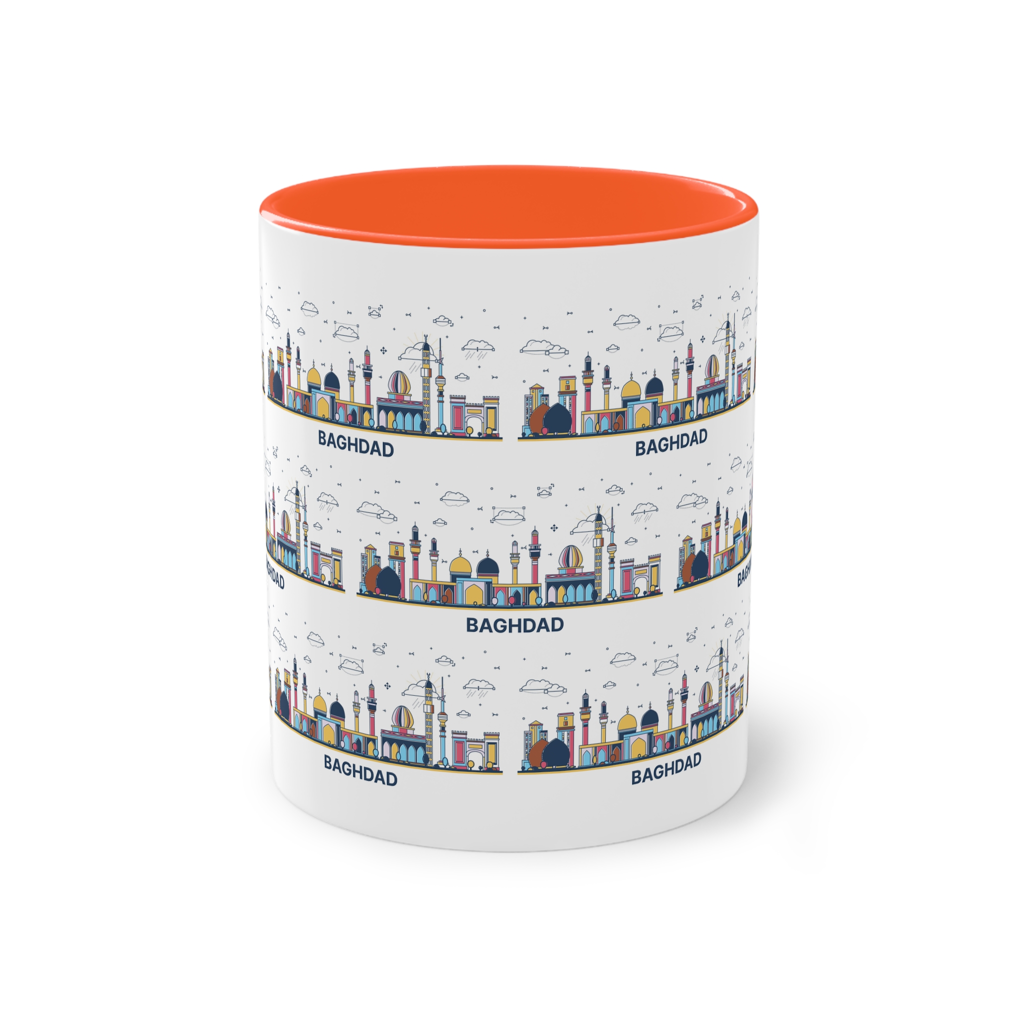 Baghdad Outline Bold Color Two Tone Coffee Mug 11oz - Image 13