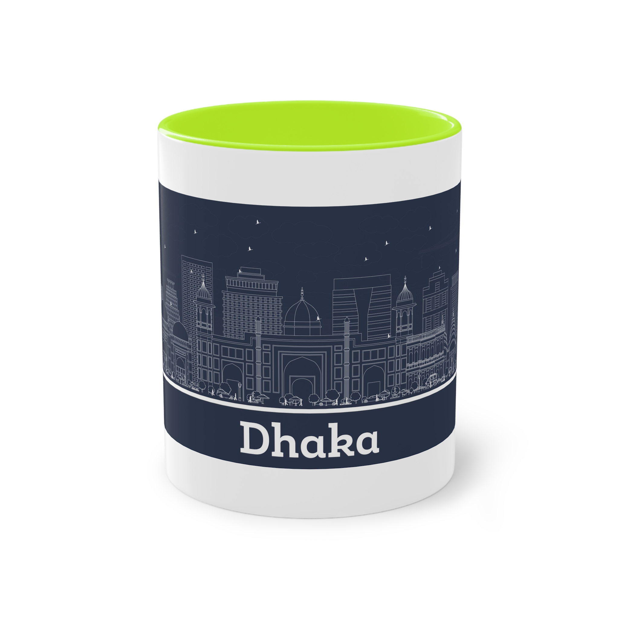 Dhaka Outline Inverse Two Tone Coffee Mug 11oz - Image 25
