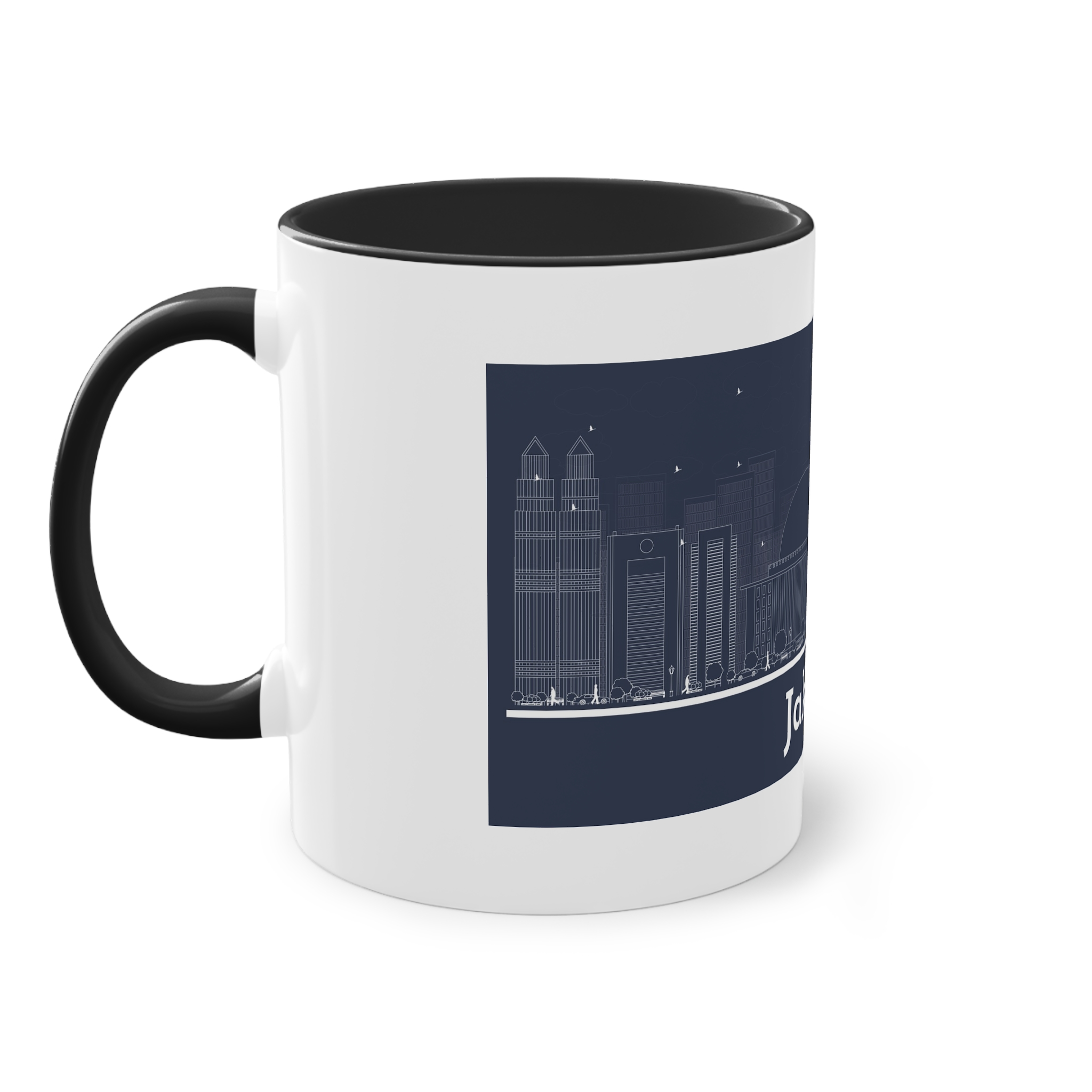 Jakarta Outline Inverse Two Tone Coffee Mug 11oz - Image 11