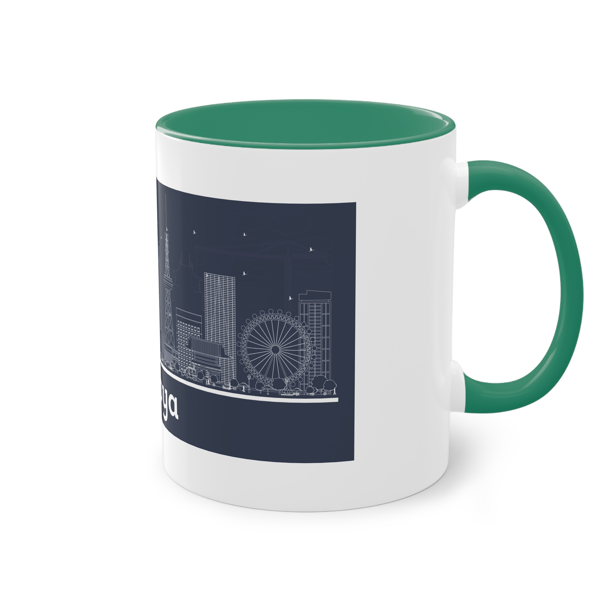 Nagoya Outline Inverse Two Tone Coffee Mug 11oz - Image 32