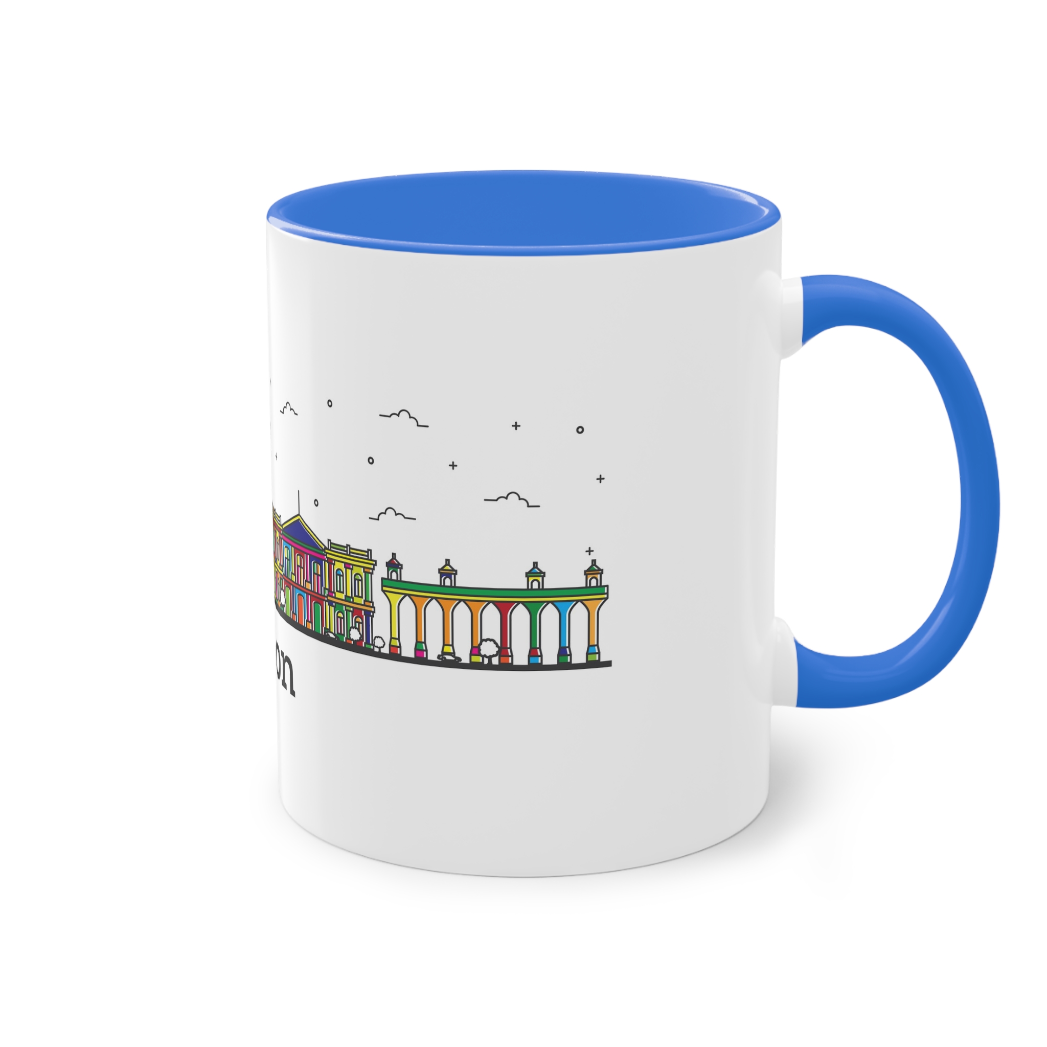 Lisbon Outline Bold Color Two Tone Coffee Mug 11oz - Image 40