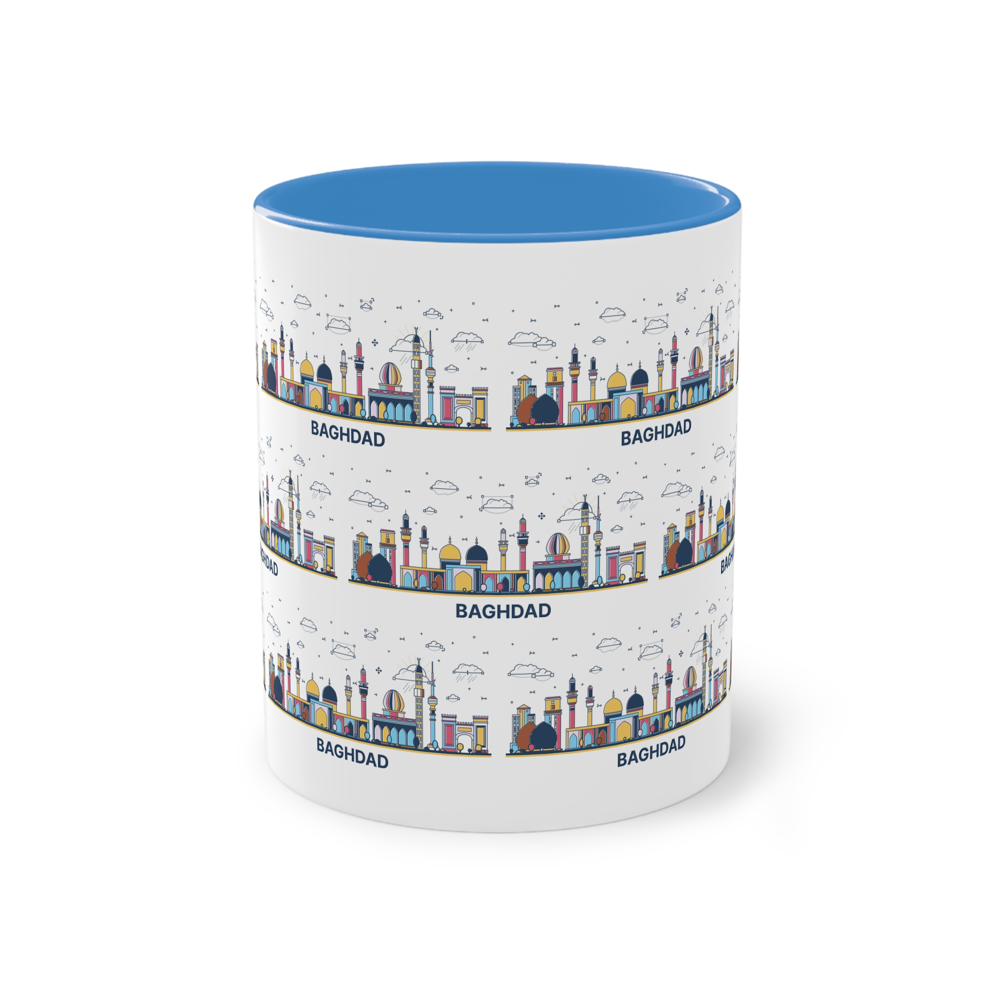 Baghdad Outline Bold Color Two Tone Coffee Mug 11oz - Image 33