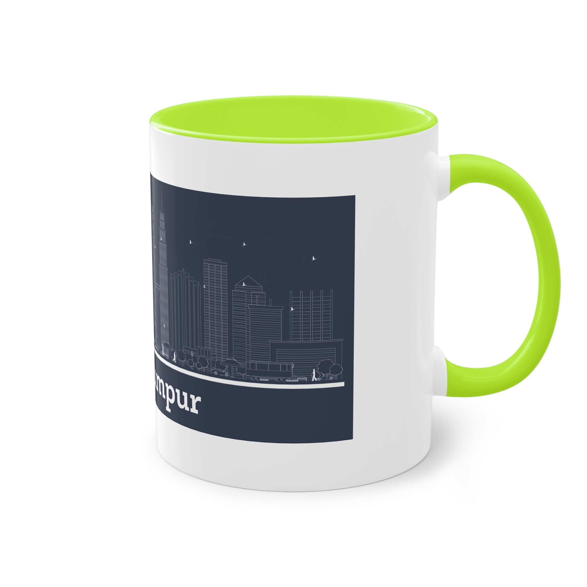 Kuala Lumpur Outline Inverse Two Tone Coffee Mug 11oz - Image 28