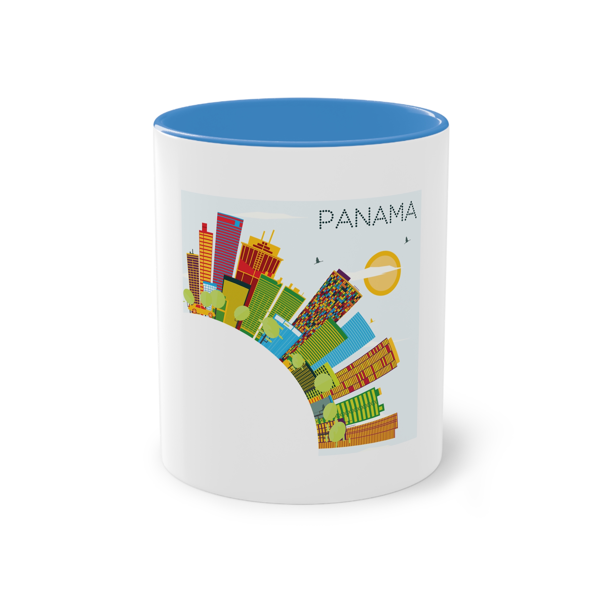 Panama Color Corner Cloud Two Tone Coffee Mug 11oz - Image 33