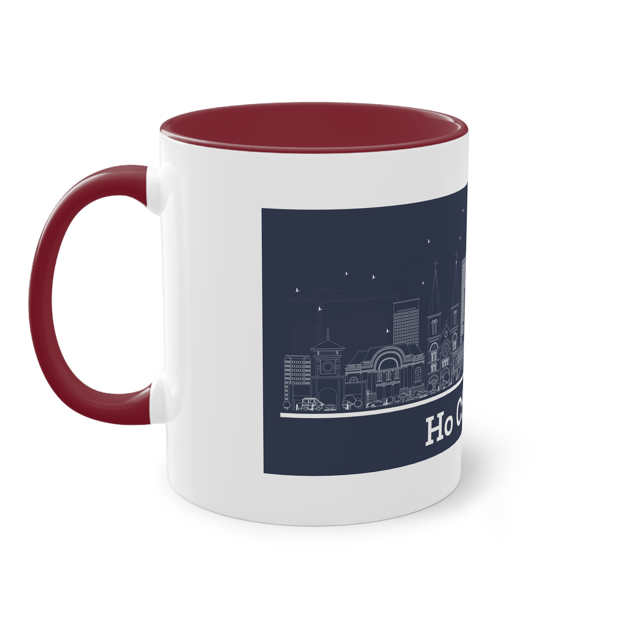 Ho Chi Minh Outline Inverse Two Tone Coffee Mug 11oz - Image 7