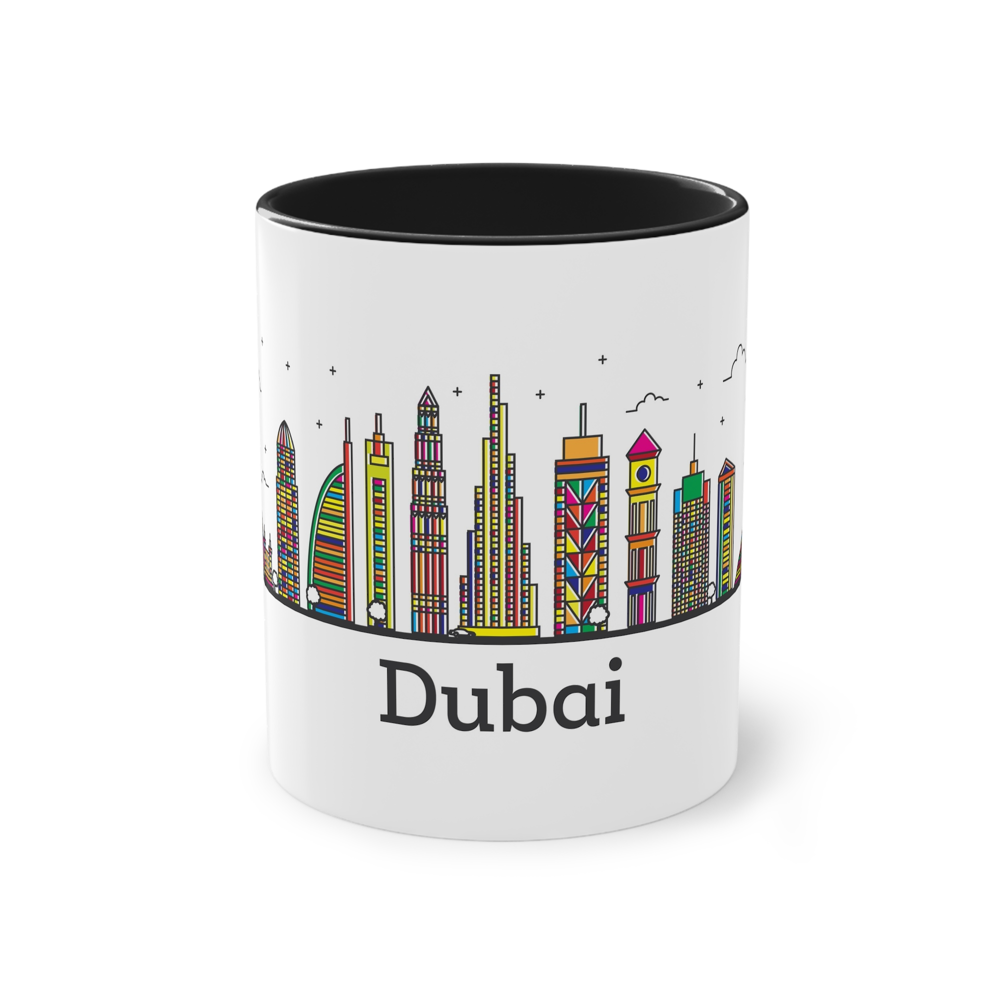 Dubai Outline Bold Color Two Tone Coffee Mug 11oz - Image 9