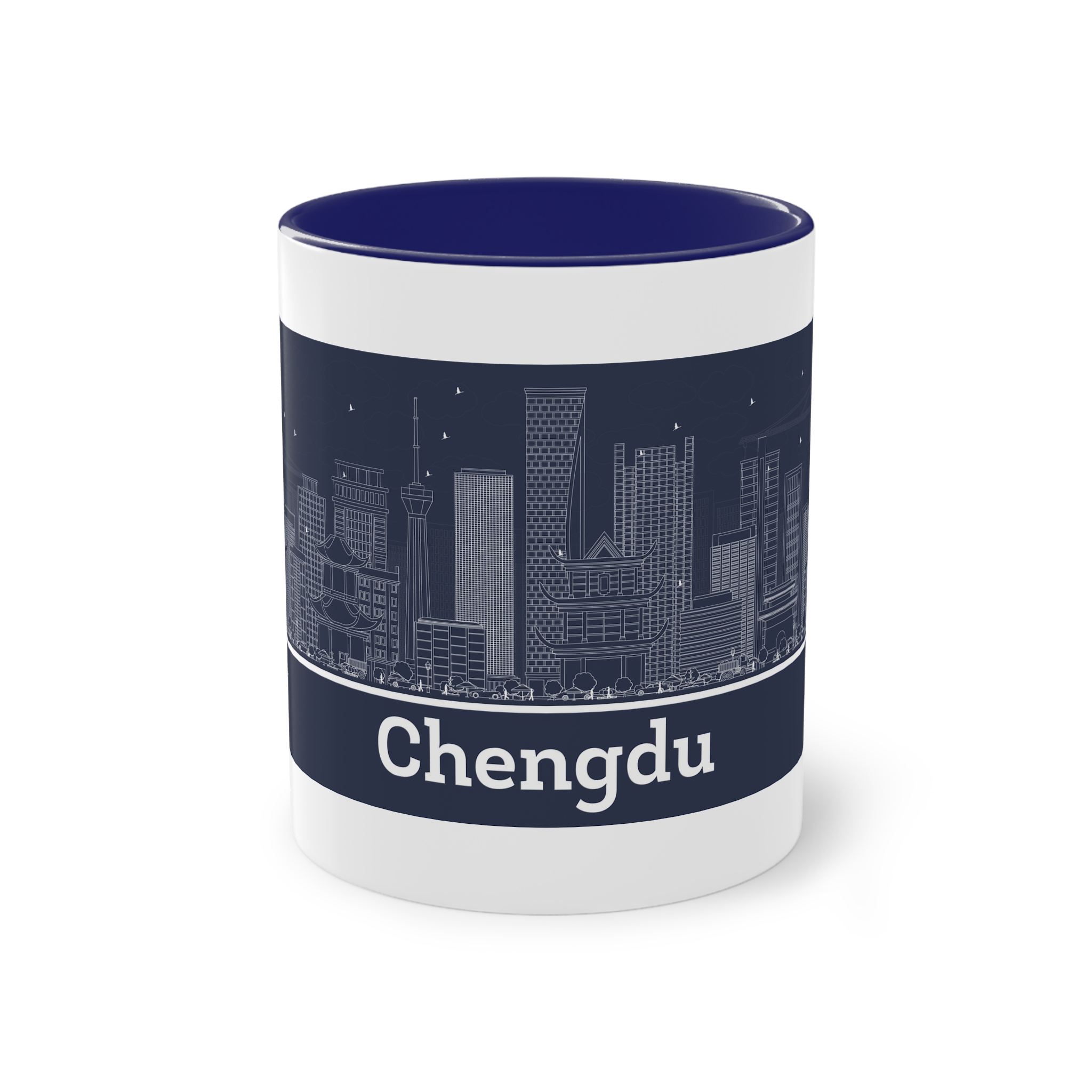Chengdu Outline Inverse Two Tone Coffee Mug 11oz - Image 41