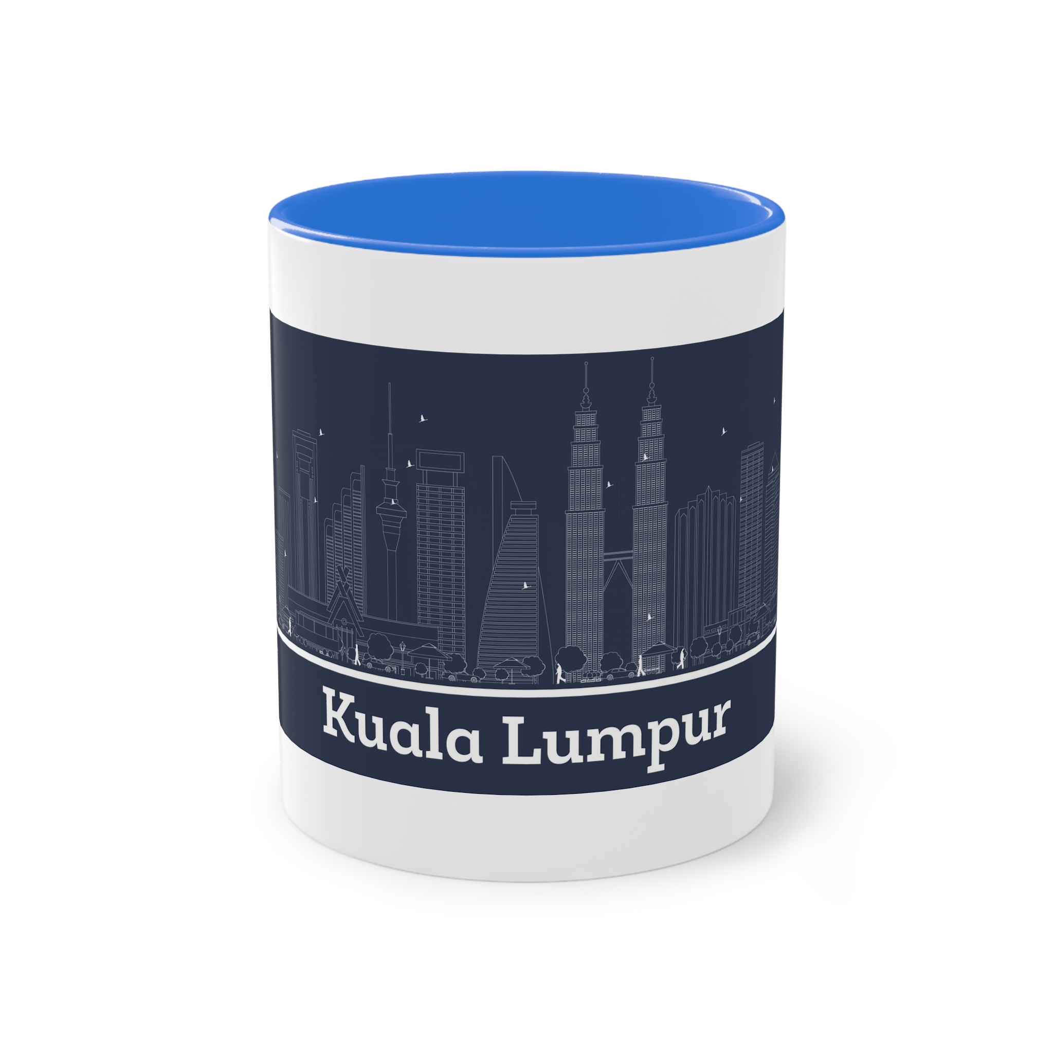 Kuala Lumpur Outline Inverse Two Tone Coffee Mug 11oz - Image 37