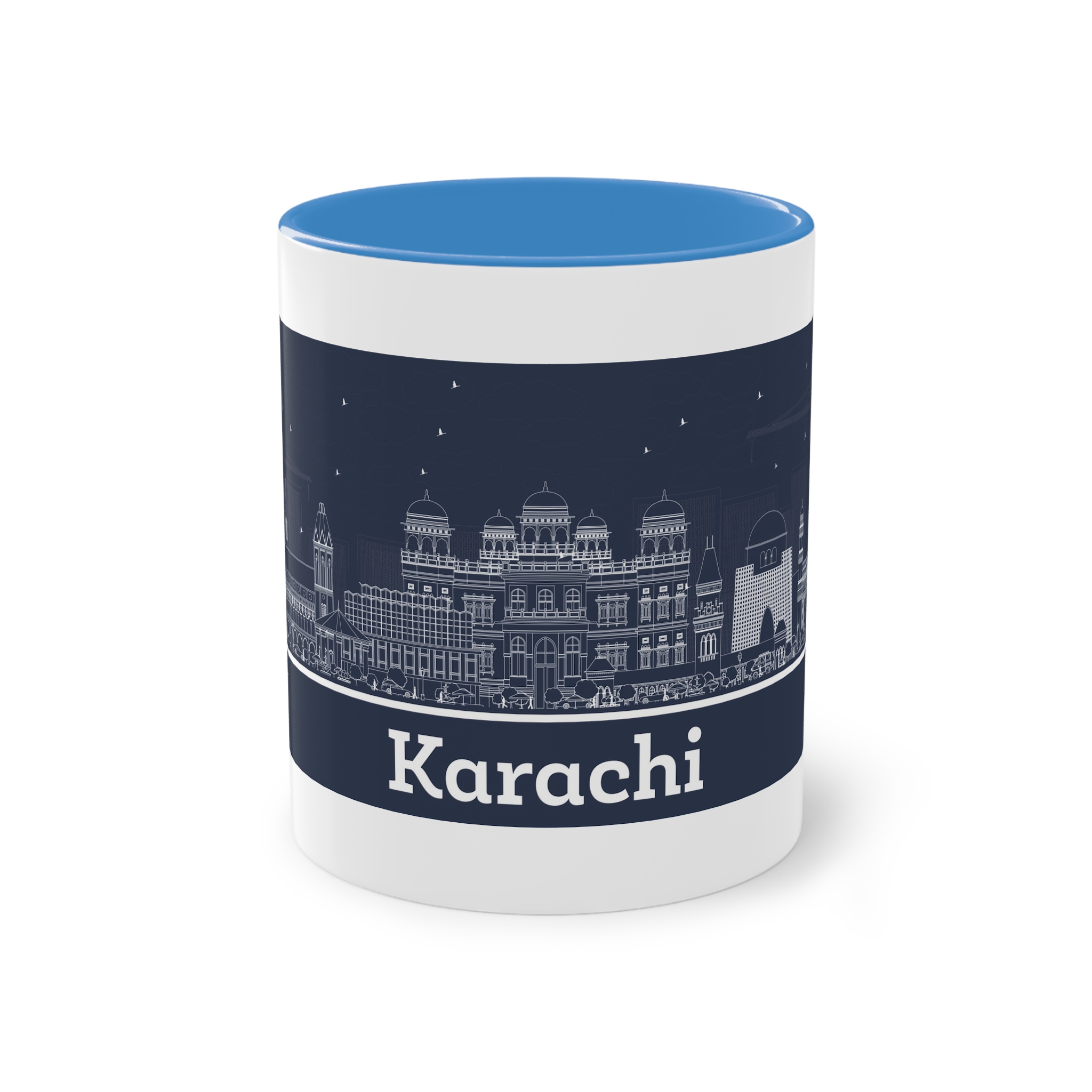 Karachi Outline Inverse Two Tone Coffee Mug 11oz - Image 33