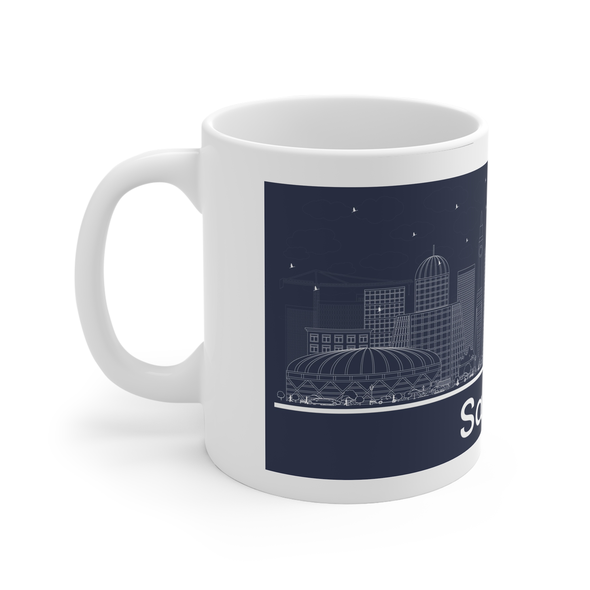Samara Outline Inverse 11oz White Mug - Image 2