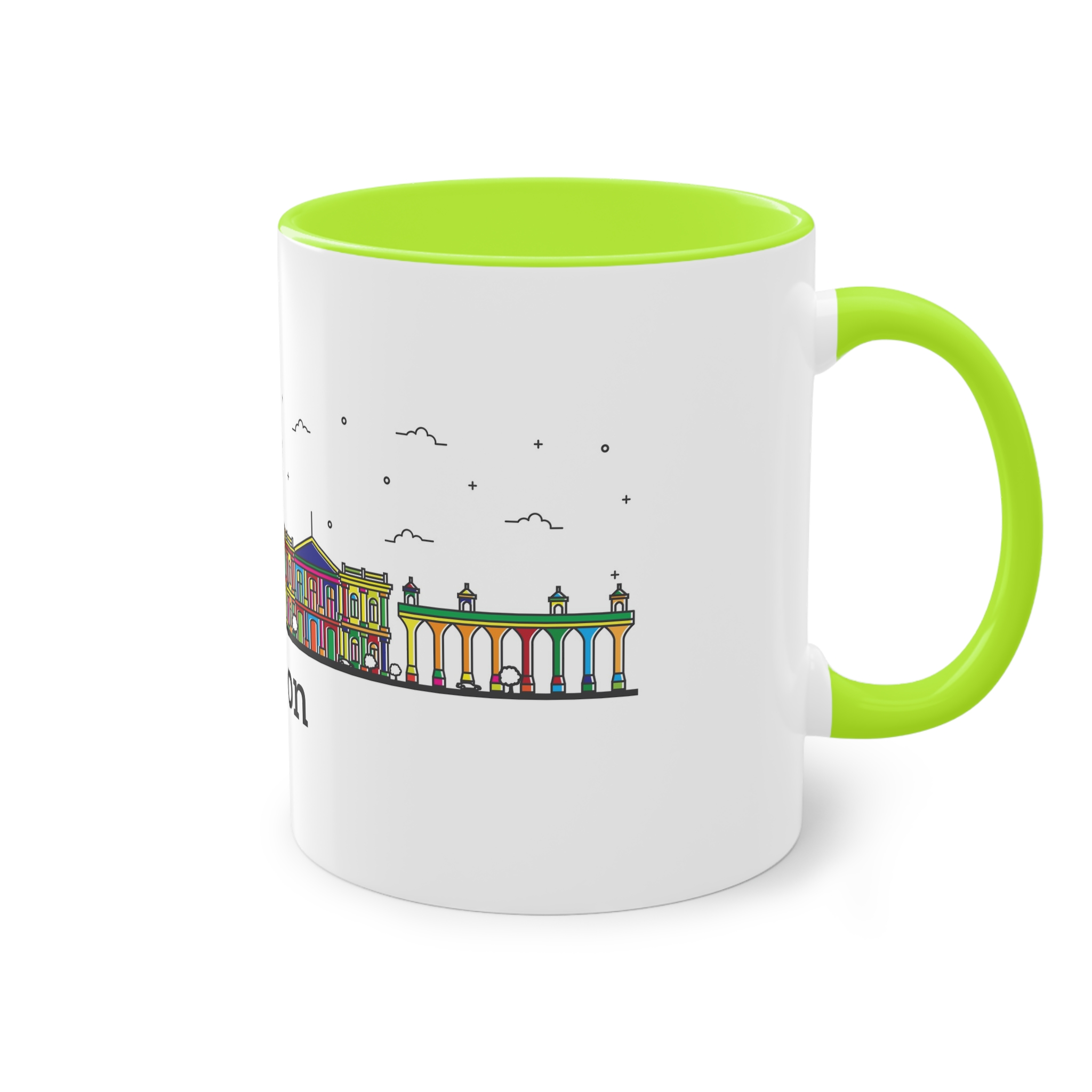 Lisbon Outline Bold Color Two Tone Coffee Mug 11oz - Image 28