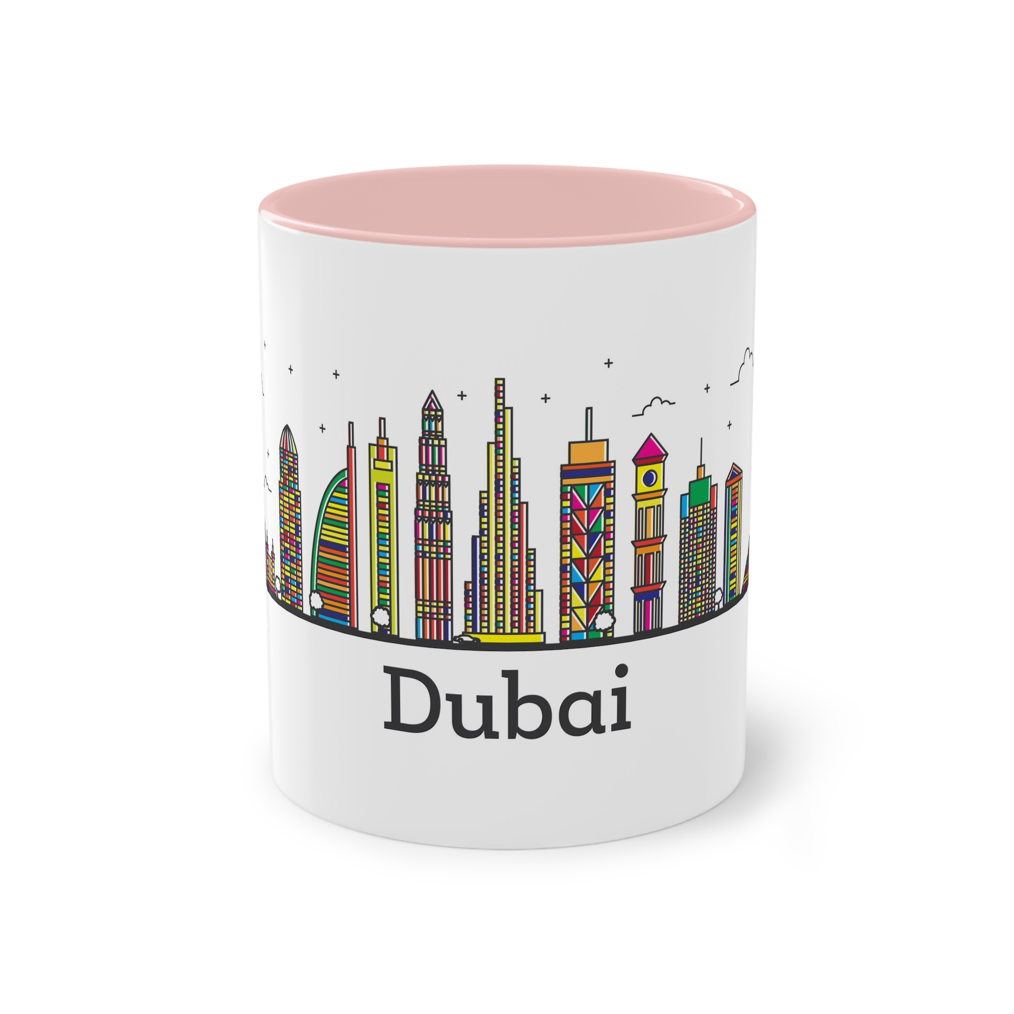 Dubai Outline Bold Color Two Tone Coffee Mug 11oz - Image 45