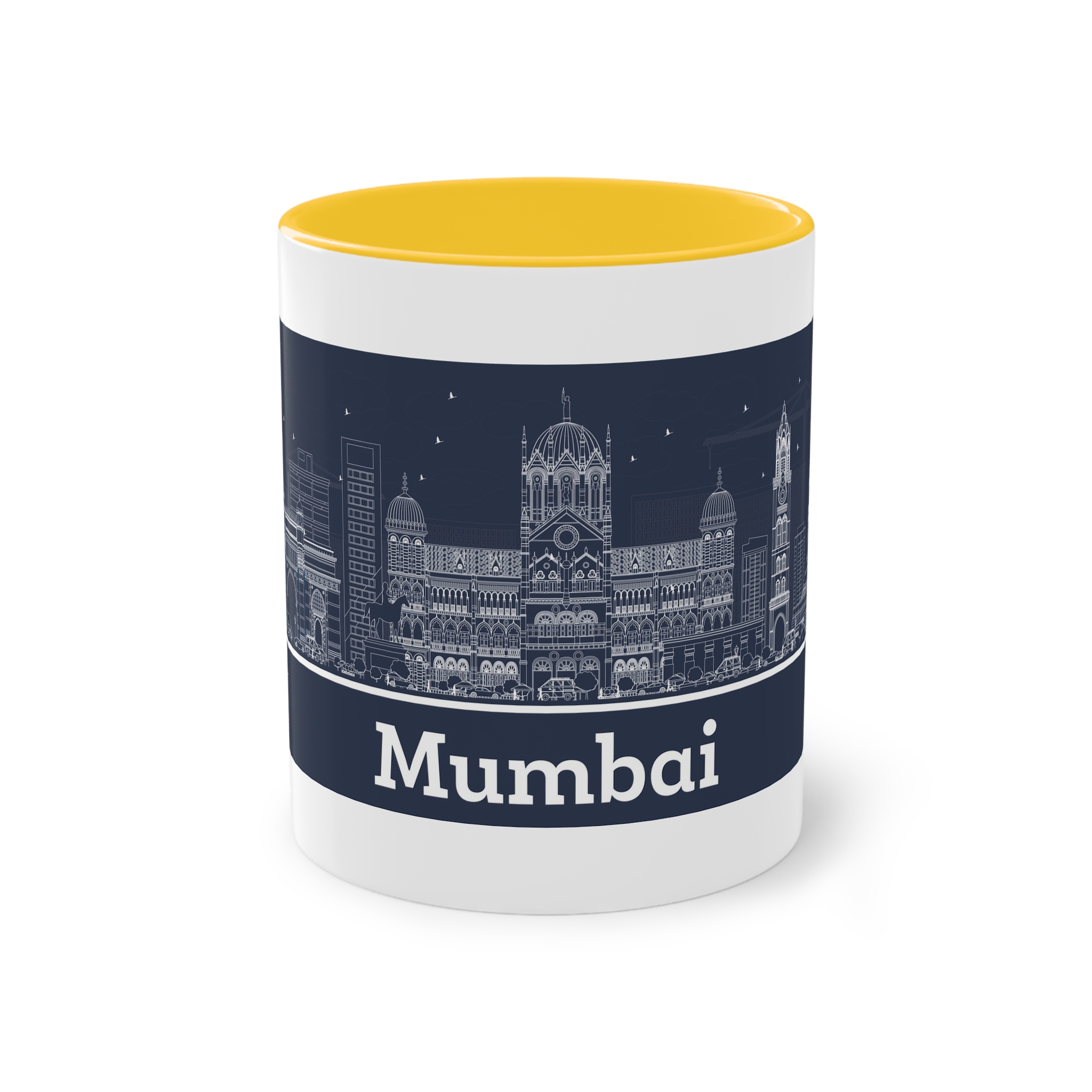 Mumbai Outline Inverse Two Tone Coffee Mug 11oz - Image 17