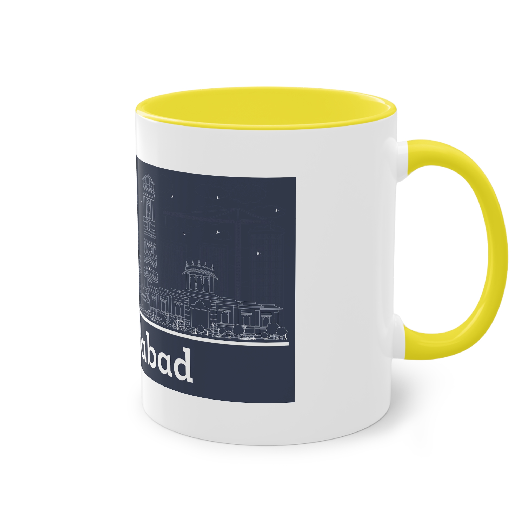 Ahmedabad Outline Inverse Two Tone Coffee Mug 11oz - Image 24