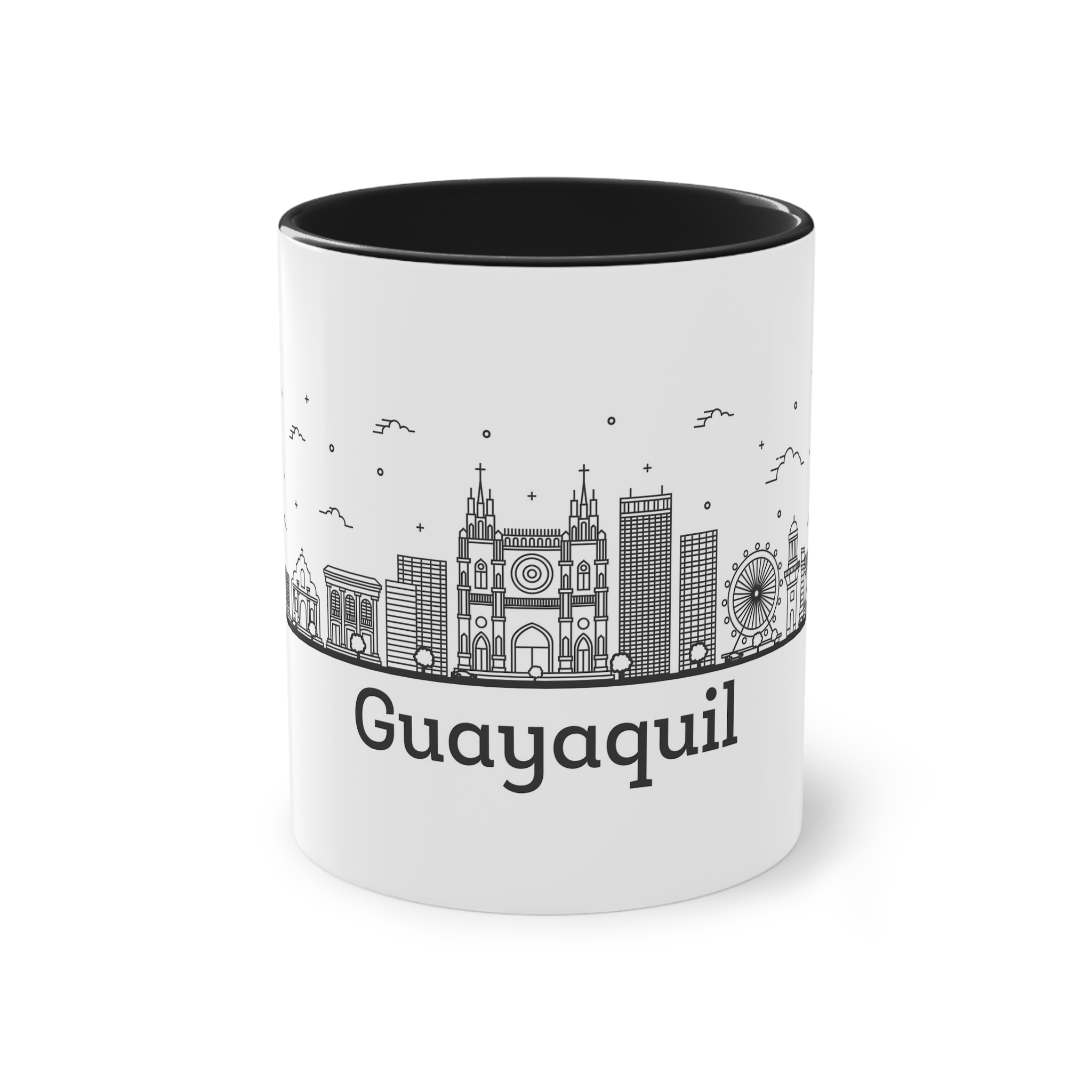 Guayaquil Outline Bold Two Tone Coffee Mug 11oz - Image 9