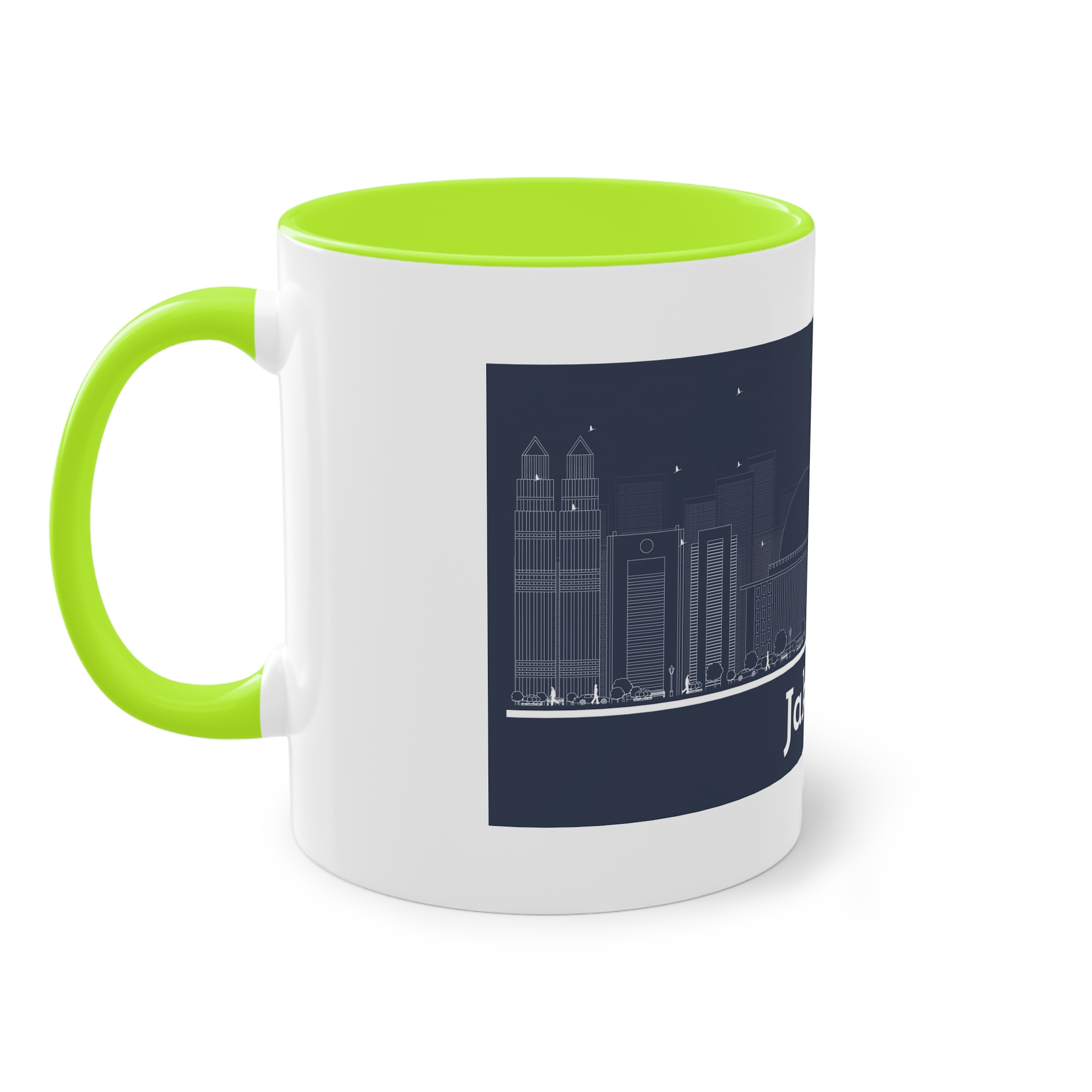 Jakarta Outline Inverse Two Tone Coffee Mug 11oz - Image 27