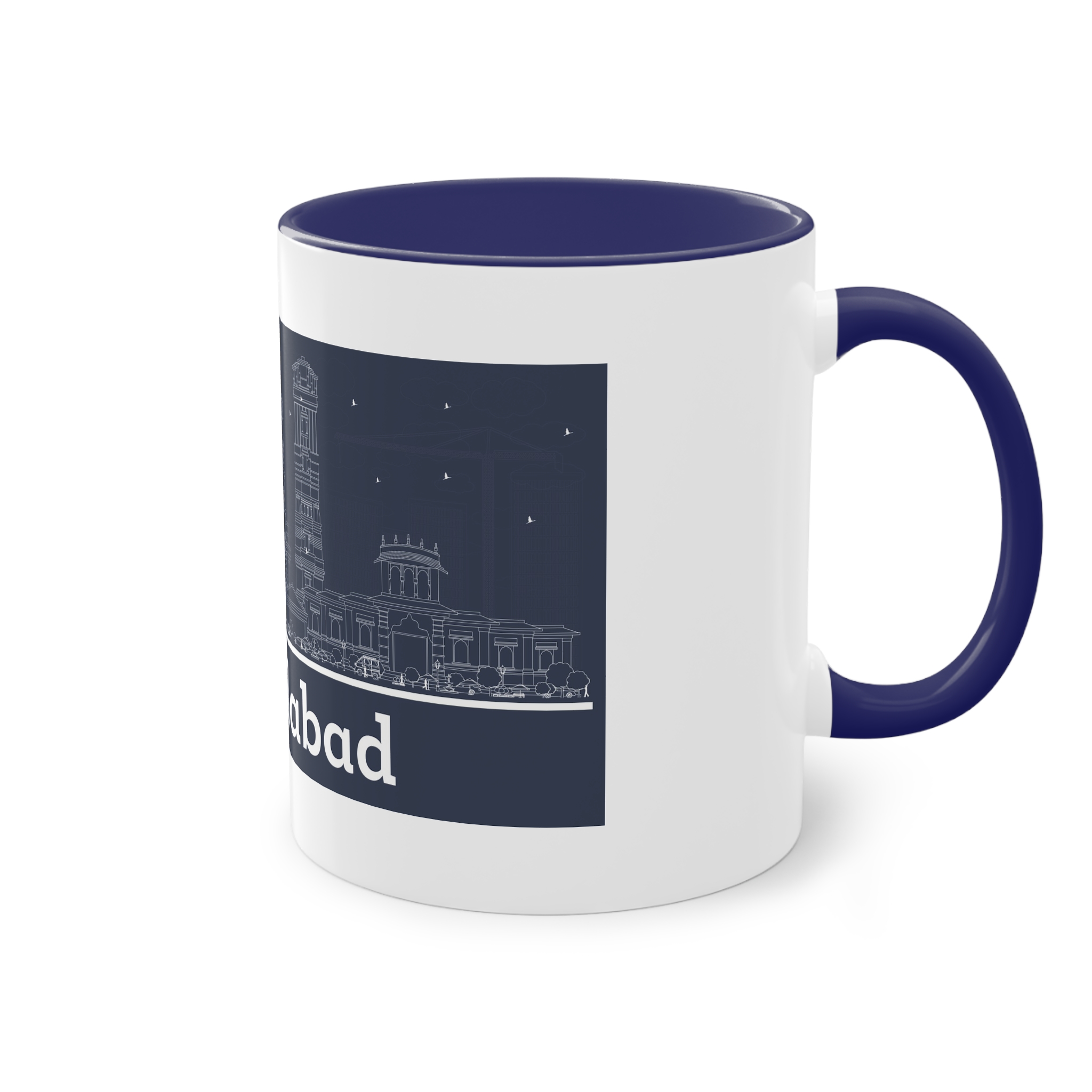 Ahmedabad Outline Inverse Two Tone Coffee Mug 11oz - Image 44