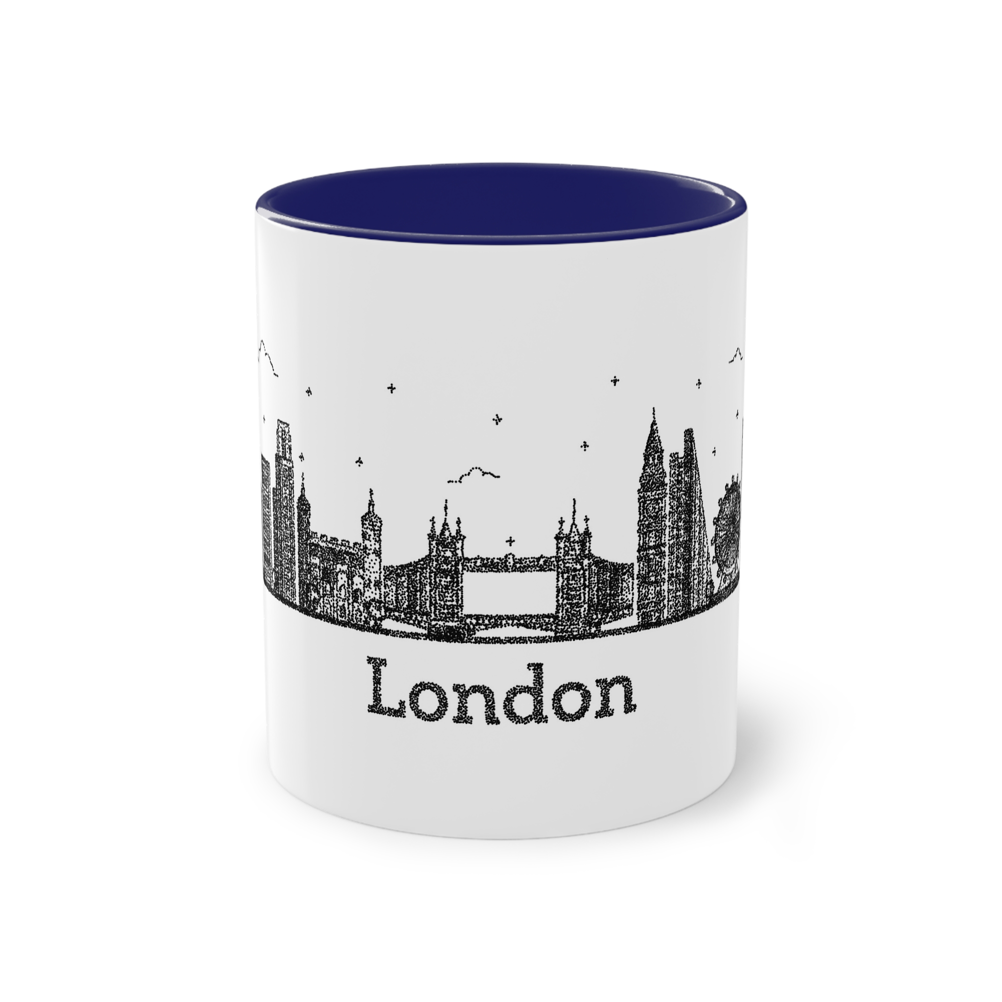 London Outline Bold Color Texture Two Tone Coffee Mug 11oz - Image 41