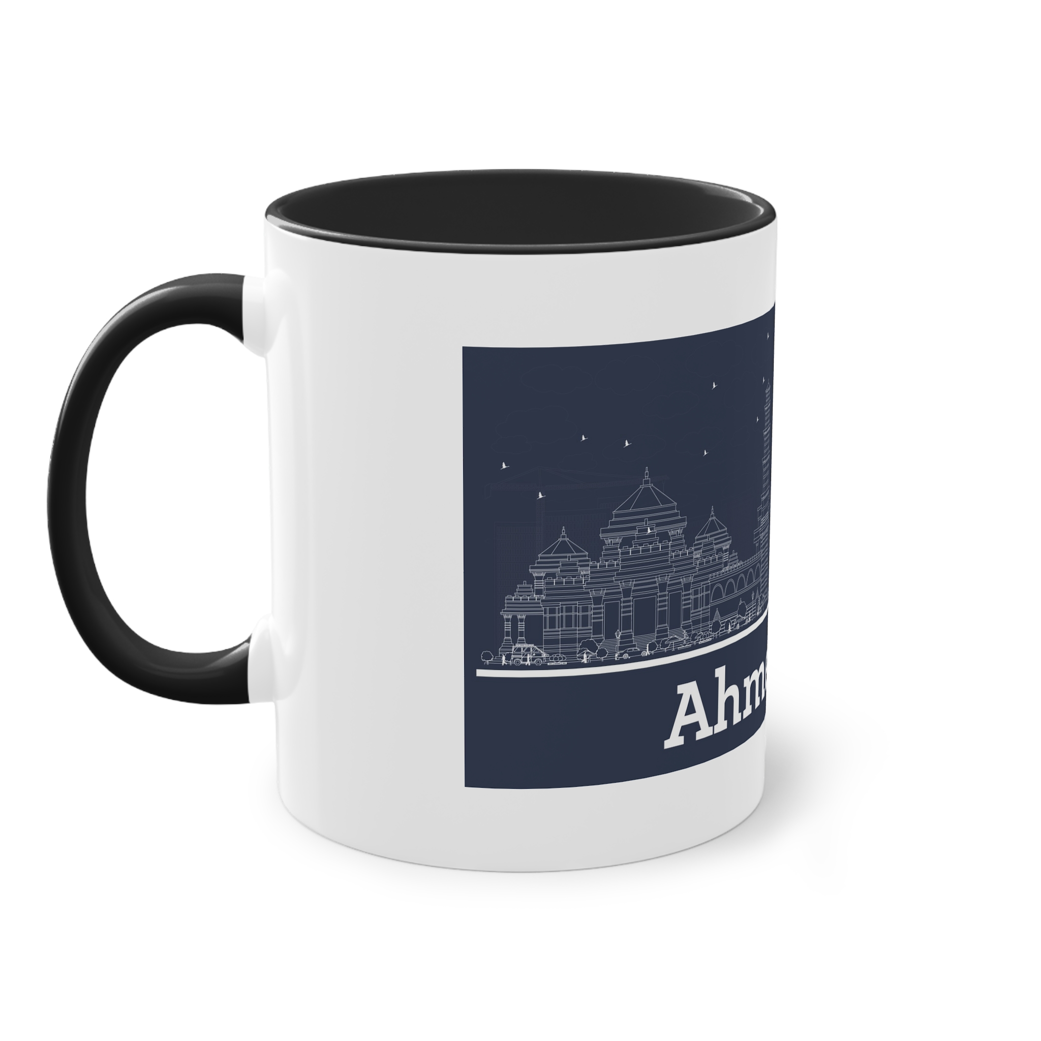 Ahmedabad Outline Inverse Two Tone Coffee Mug 11oz - Image 11