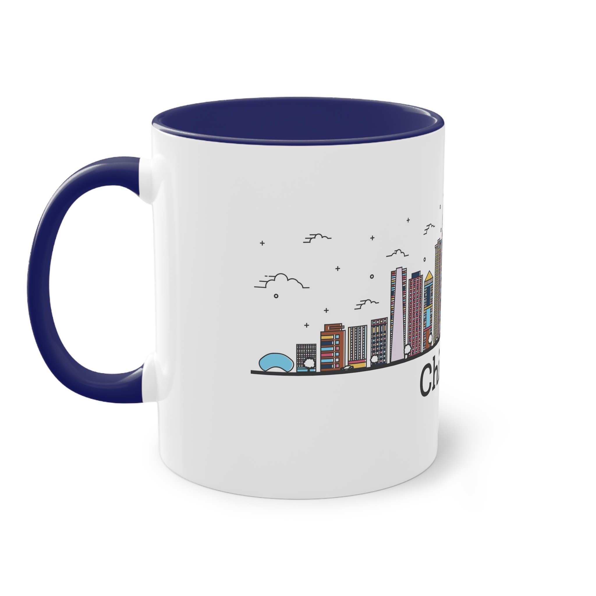 Chicago Outline Bold Color Two Tone Coffee Mug 11oz - Image 43
