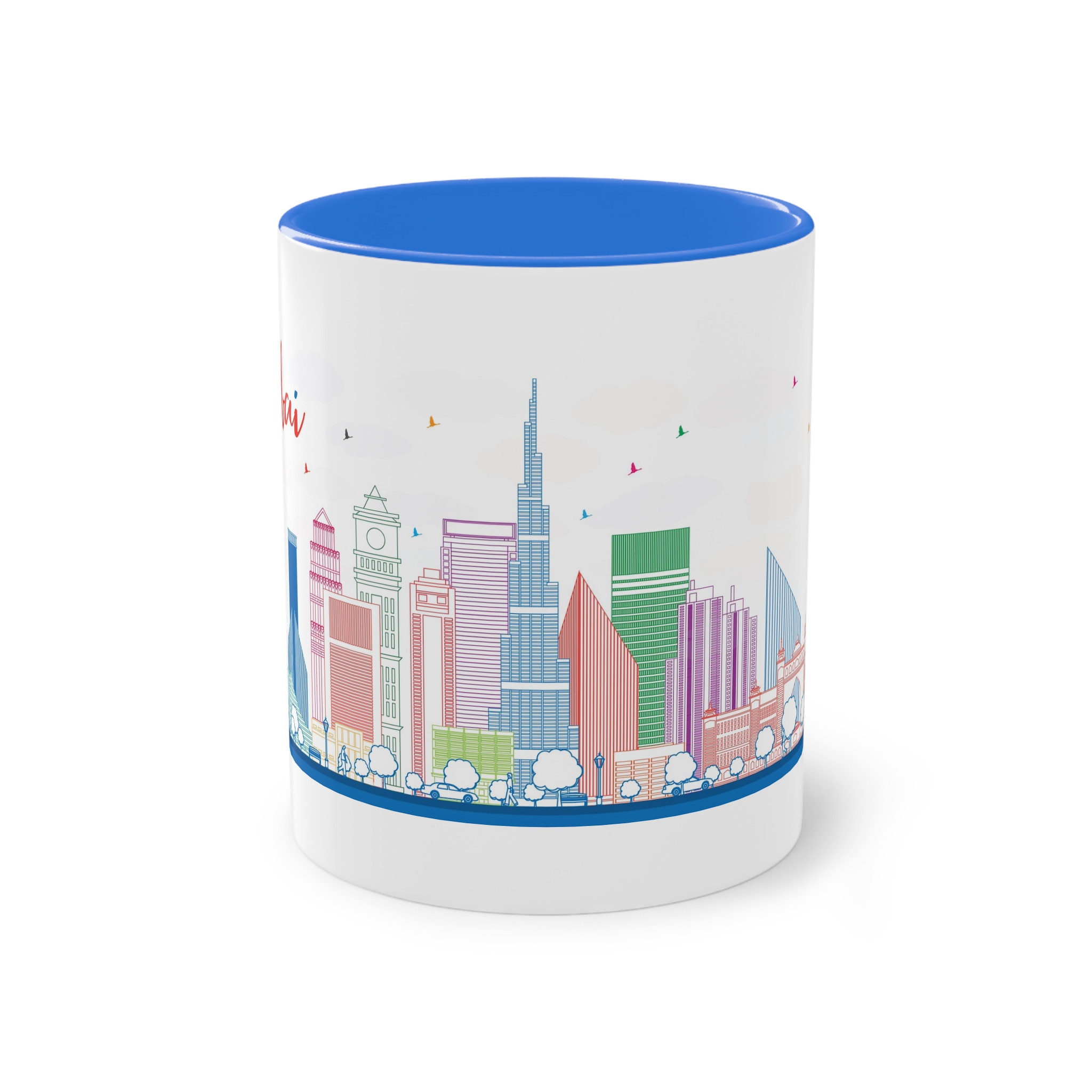 Dubai Outline Color Two Tone Coffee Mug 11oz - Image 37