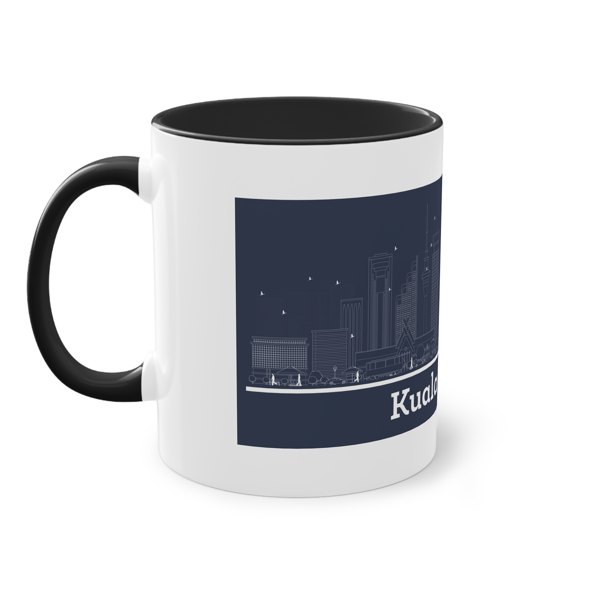 Kuala Lumpur Outline Inverse Two Tone Coffee Mug 11oz - Image 11