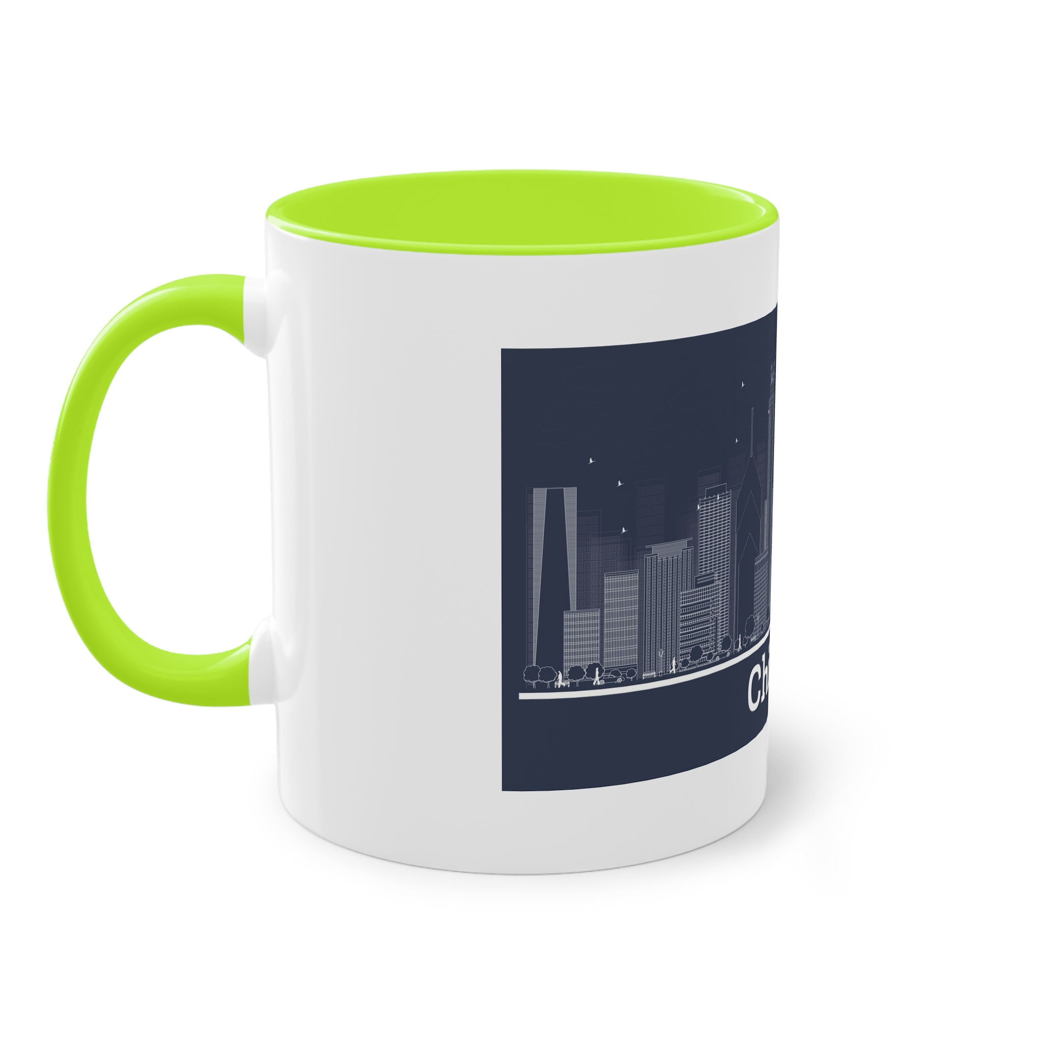 Chicago Outline Inverse Two Tone Coffee Mug 11oz - Image 27