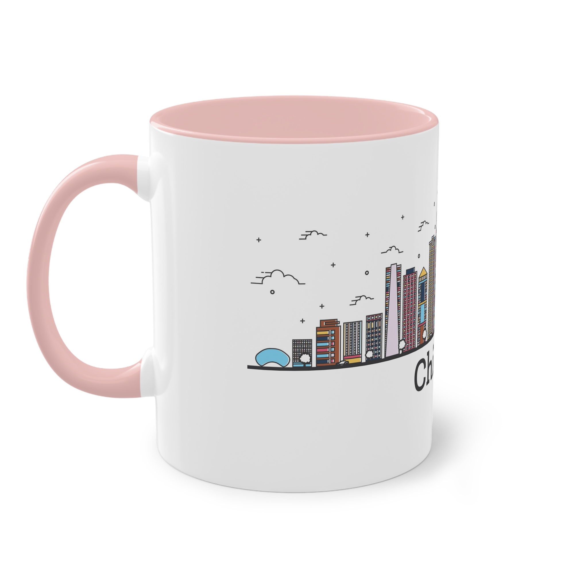 Chicago Outline Bold Color Two Tone Coffee Mug 11oz - Image 47