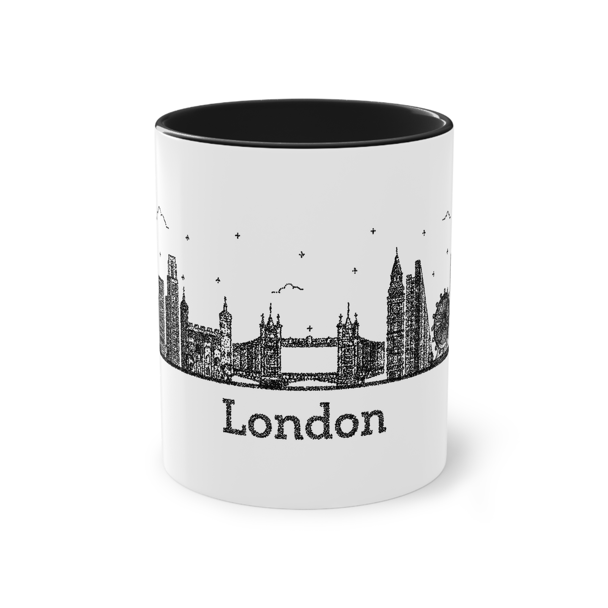 London Outline Bold Color Texture Two Tone Coffee Mug 11oz - Image 9