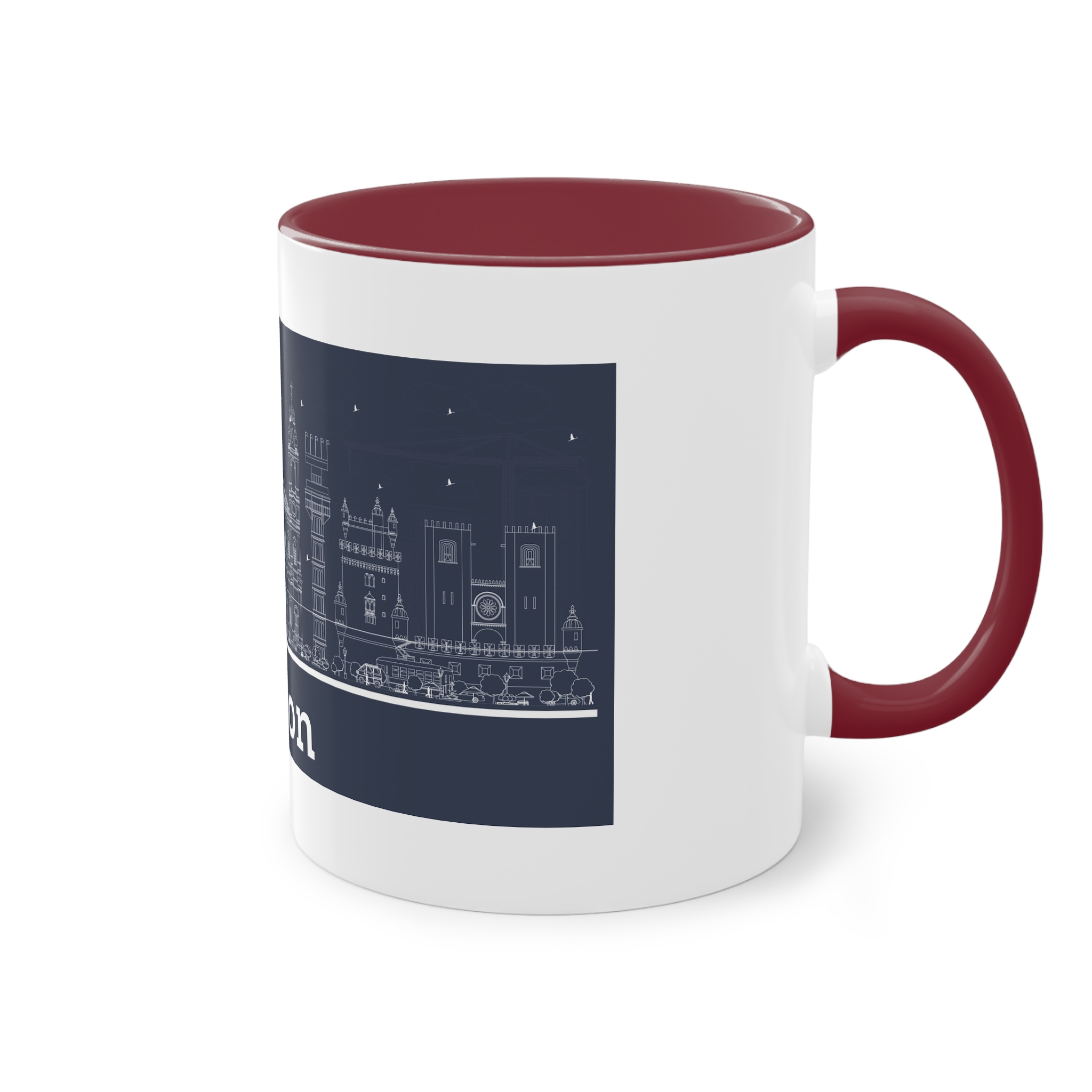 Lisbon New Outline Inverse Two Tone Coffee Mug 11oz - Image 8