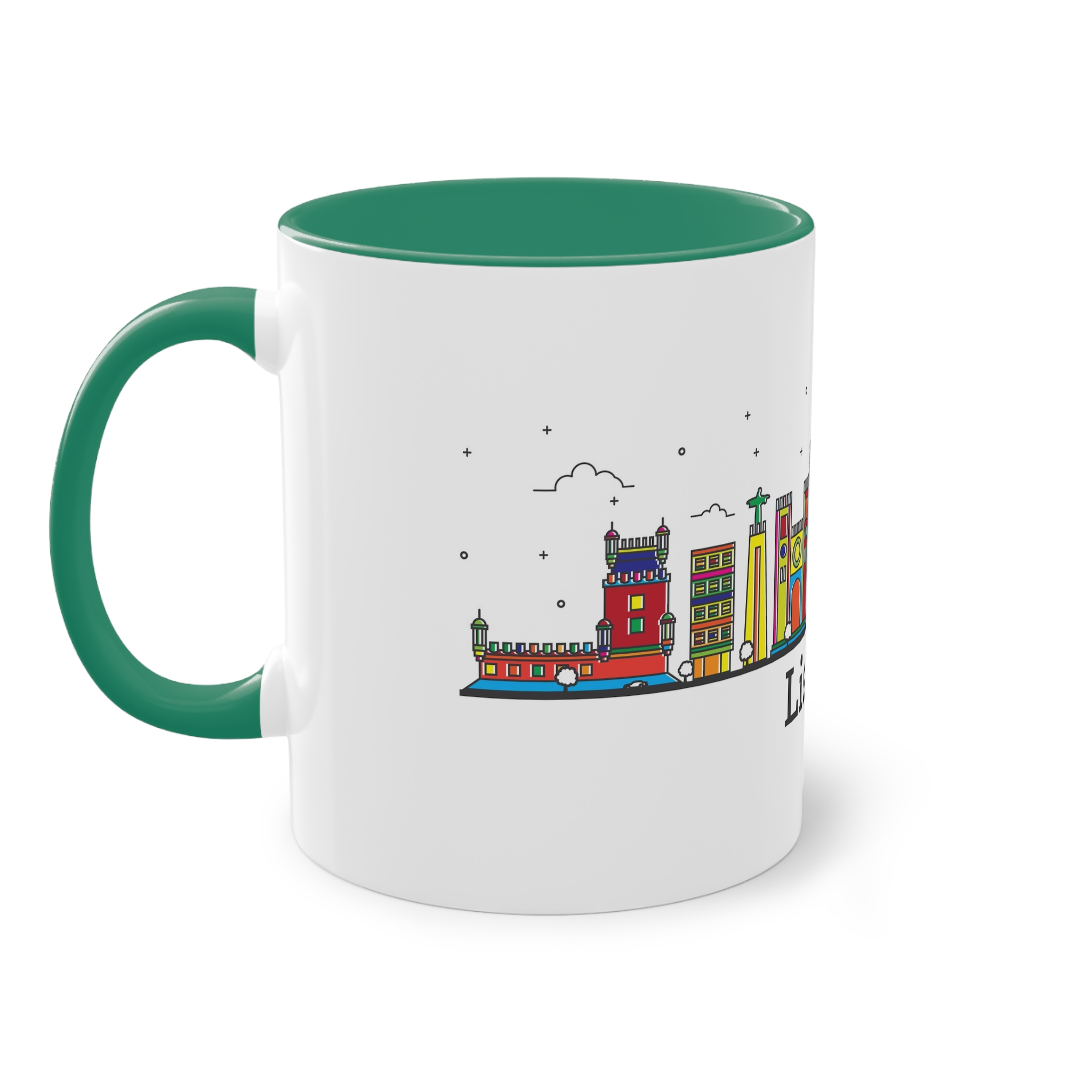 Lisbon Outline Bold Color Two Tone Coffee Mug 11oz - Image 31