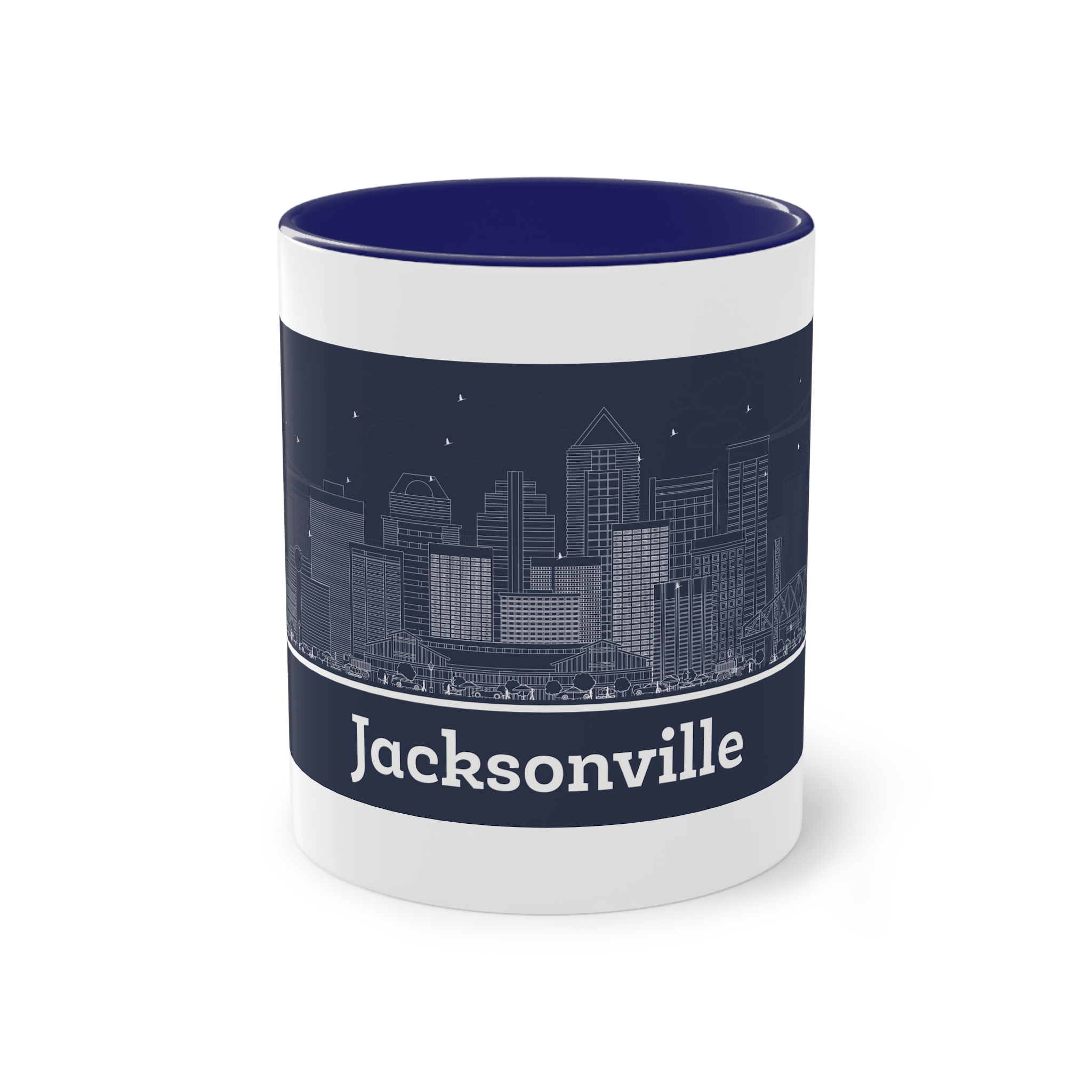 Jacksonville Outline Inverse Two Tone Coffee Mug 11oz - Image 41