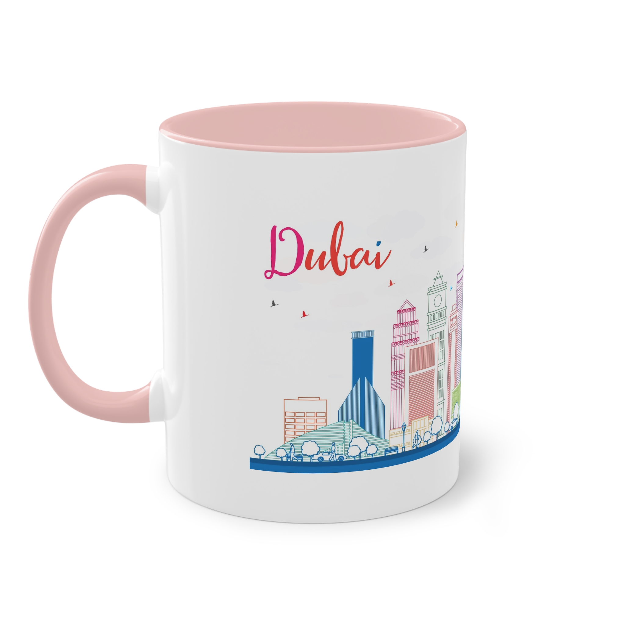 Dubai Outline Color Two Tone Coffee Mug 11oz - Image 47
