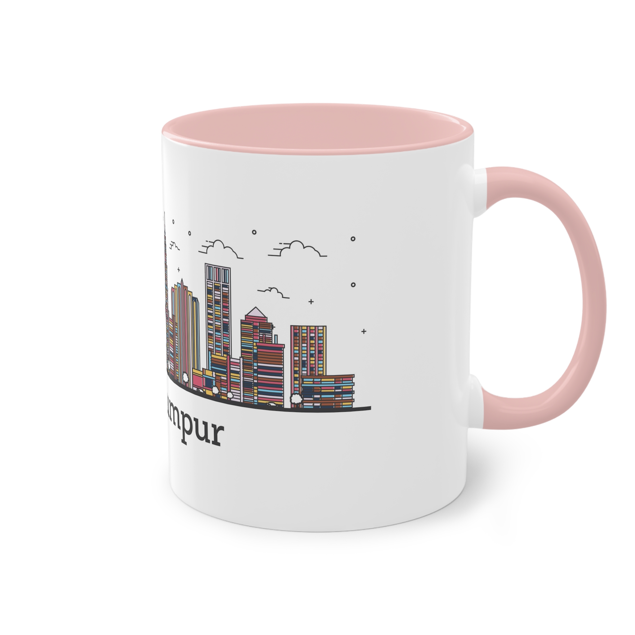 Kuala Lumpur Outline Bold Color Two Tone Coffee Mug 11oz - Image 48