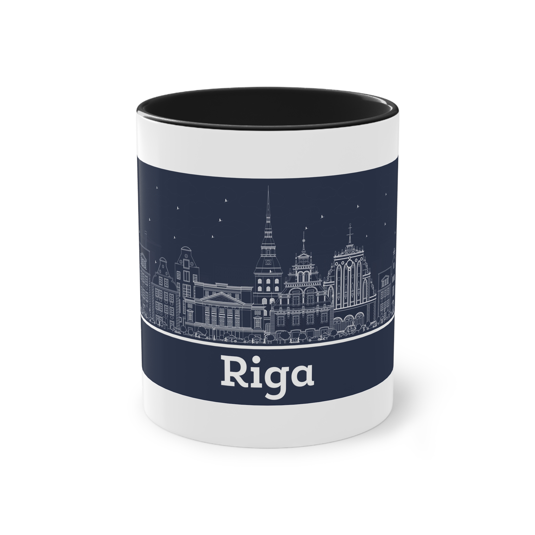 Riga Outline Inverse Two Tone Coffee Mug 11oz - Image 9