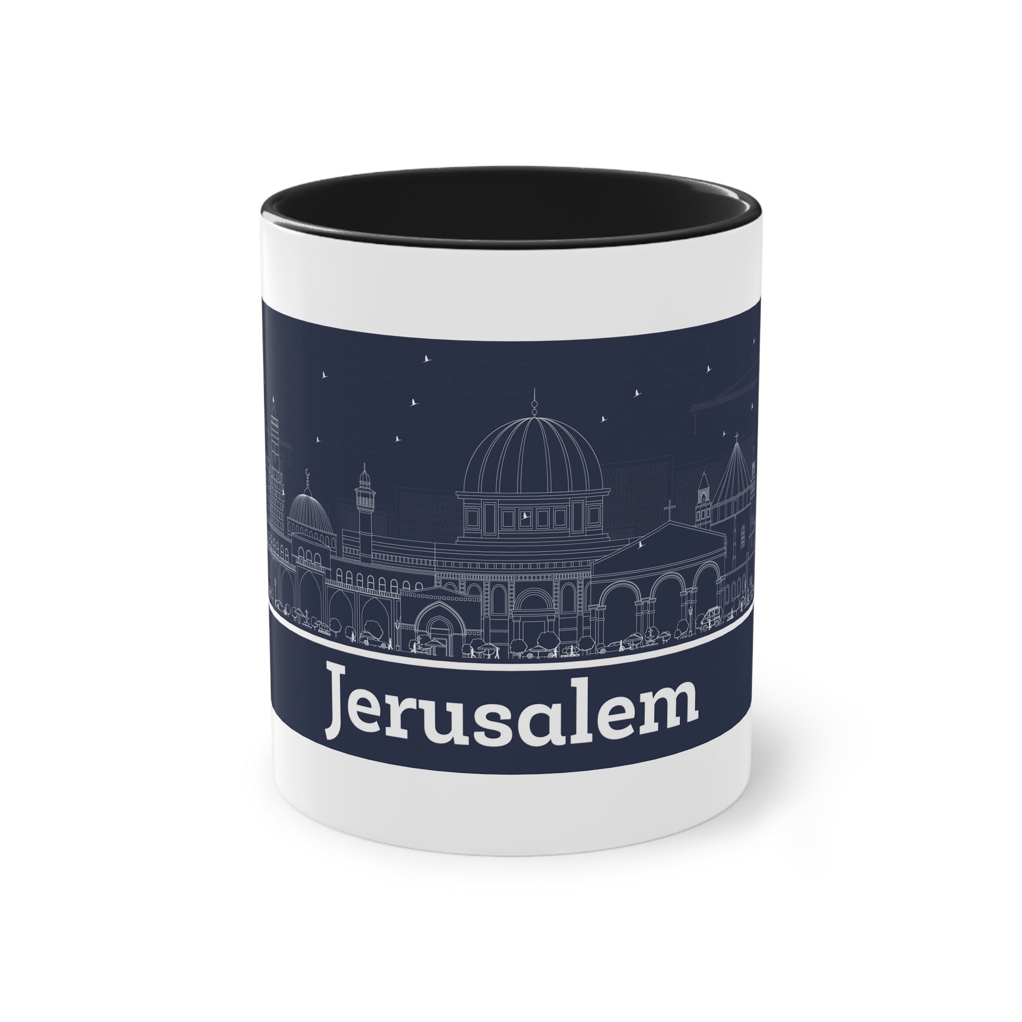 Jerusalem Outline Inverse Two Tone Coffee Mug 11oz - Image 9