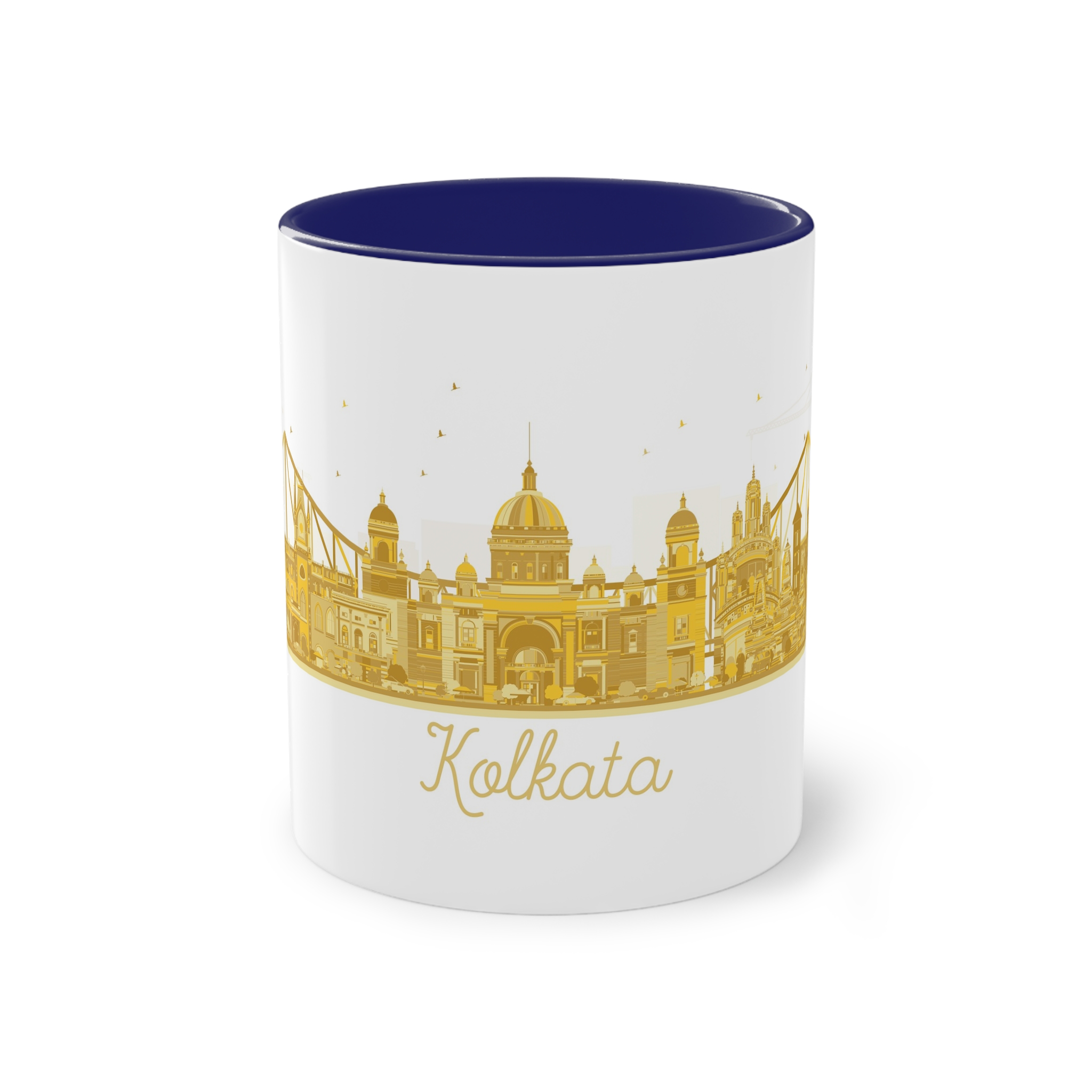 Kolkata Silhouette Golden 1 Two Tone Coffee Mug 11oz - Image 41