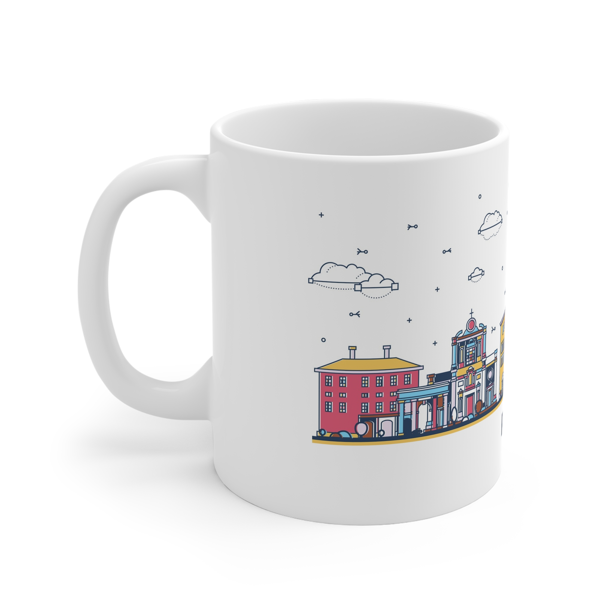 Parma Outline Bold Color 11oz White Mug - Image 2