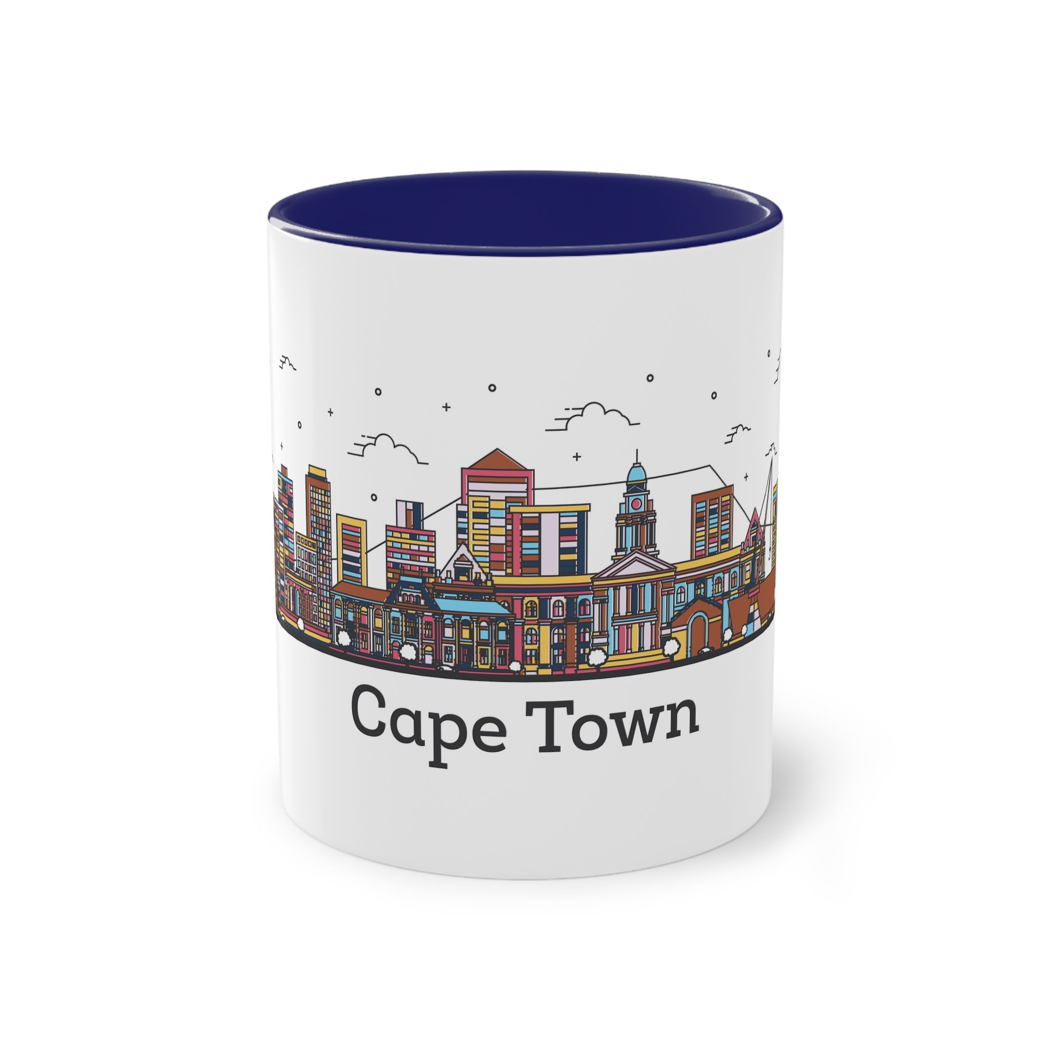 Cape Town Outline Bold Color Two Tone Coffee Mug 11oz - Image 41