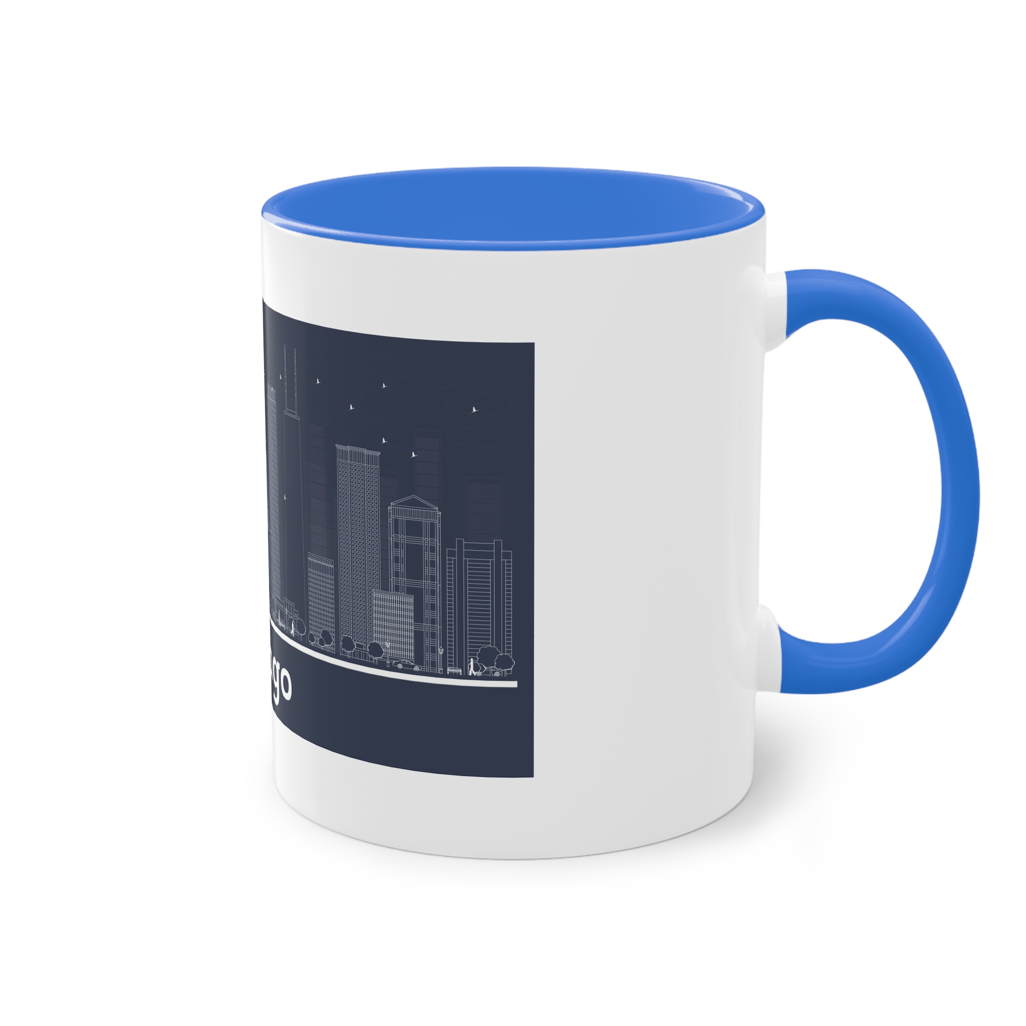 Chicago Outline Inverse Two Tone Coffee Mug 11oz - Image 40