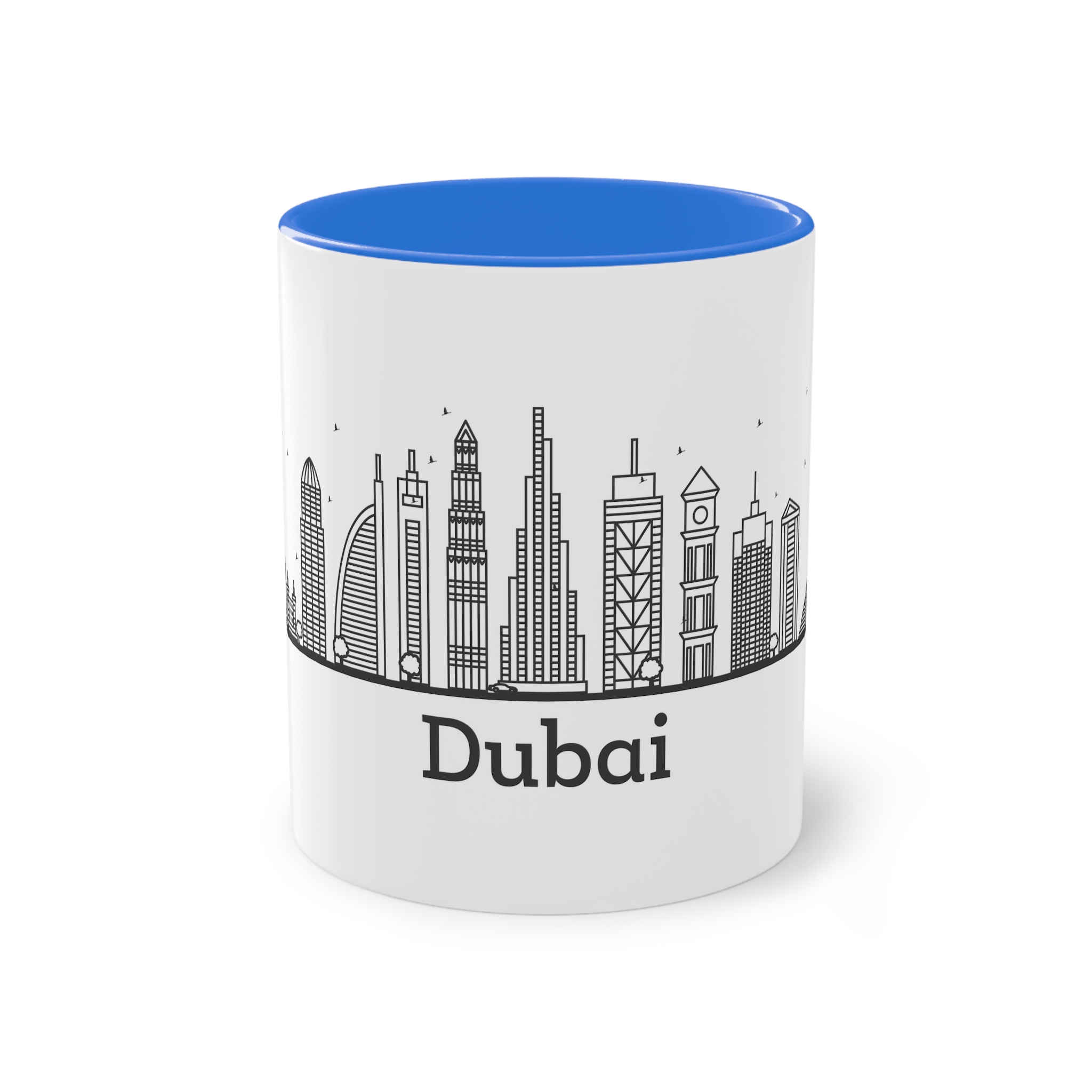 Dubai Outline Bold Two Tone Coffee Mug 11oz - Image 37
