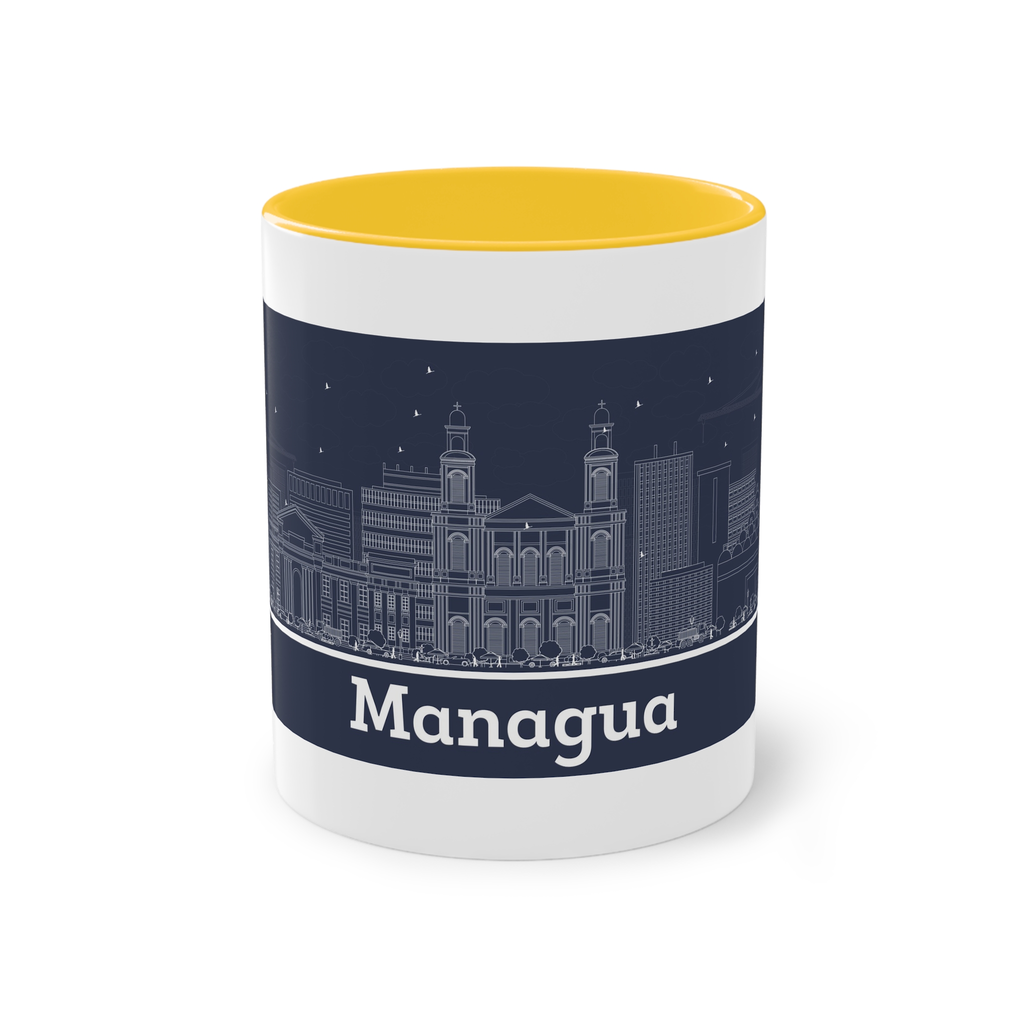 Managua Outline Inverse Two Tone Coffee Mug 11oz - Image 17