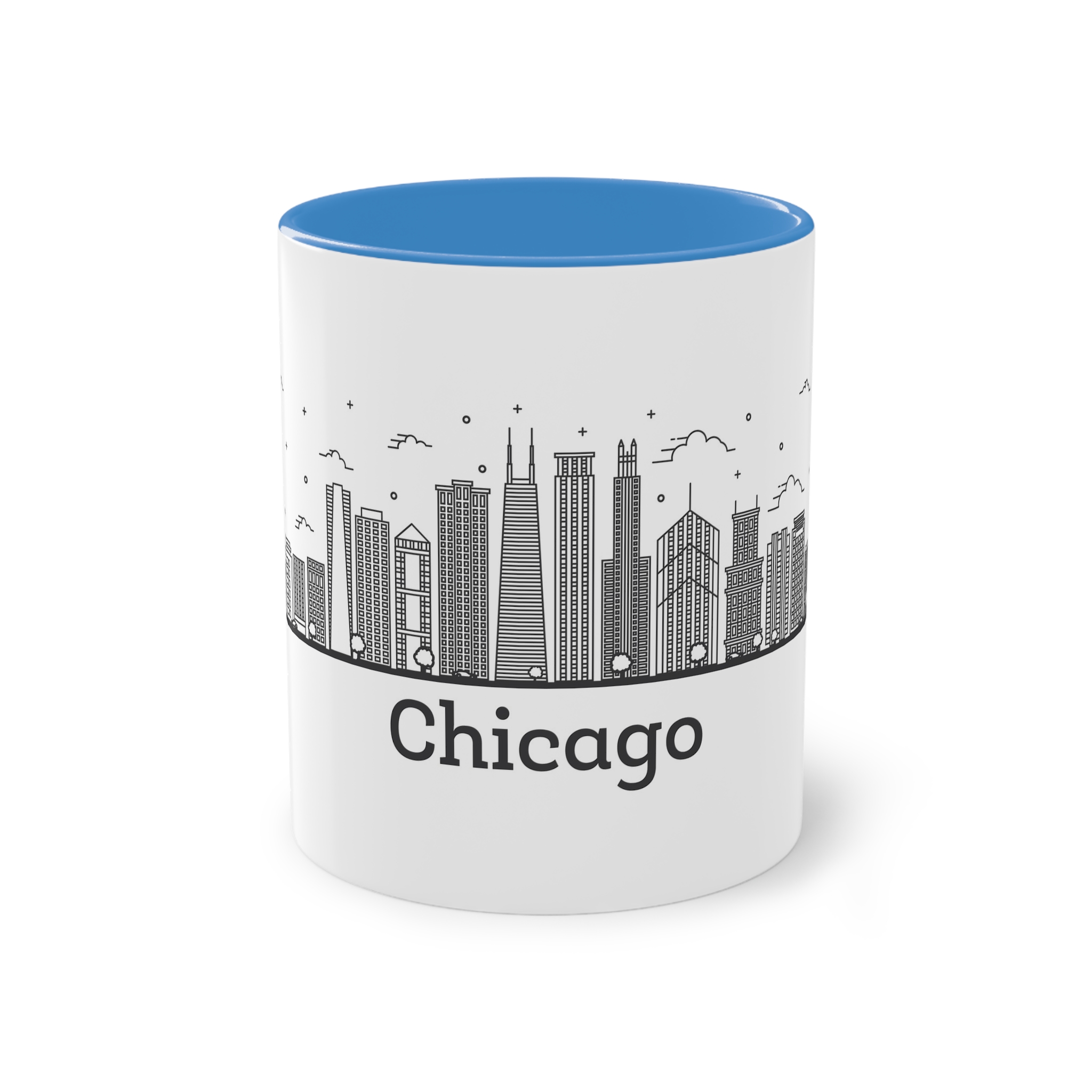 Chicago Outline Bold Two Tone Coffee Mug 11oz - Image 33