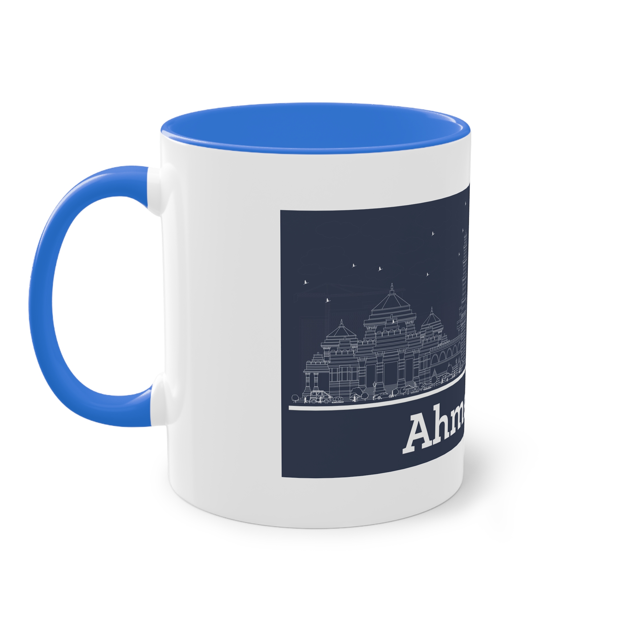 Ahmedabad Outline Inverse Two Tone Coffee Mug 11oz - Image 39